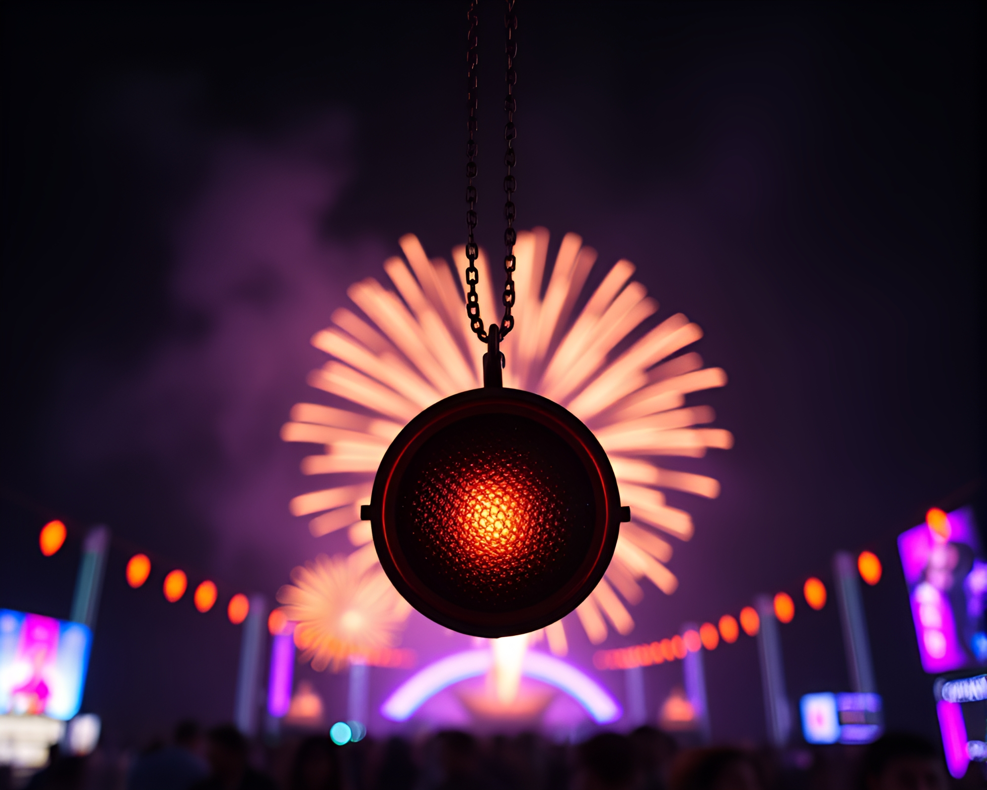 Neon Festival Necklace Sparkling Lens Sunburst – free AI stock image