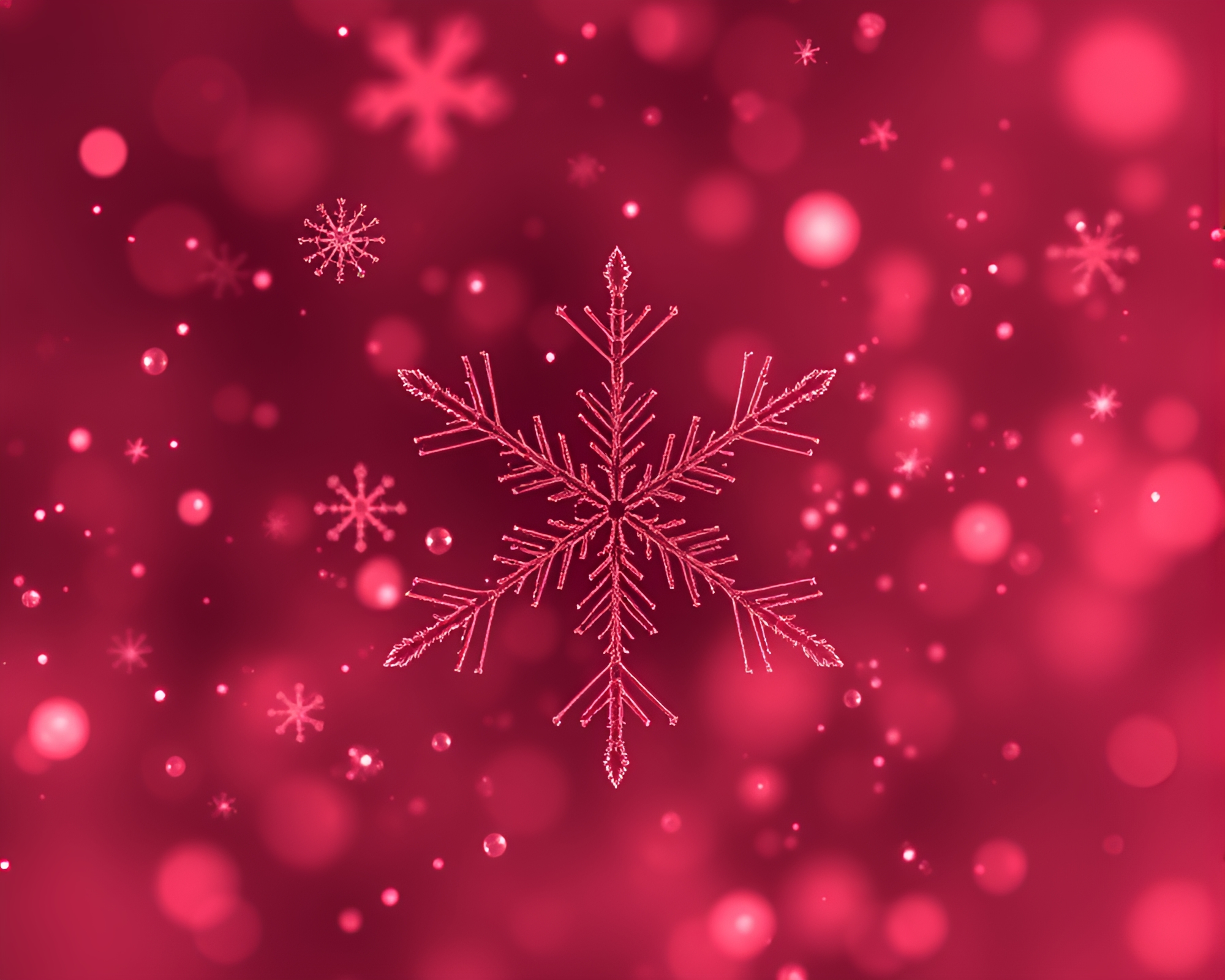 Ethereal Quantum Snowflakes in Red-Blue Duotone – free AI stock image