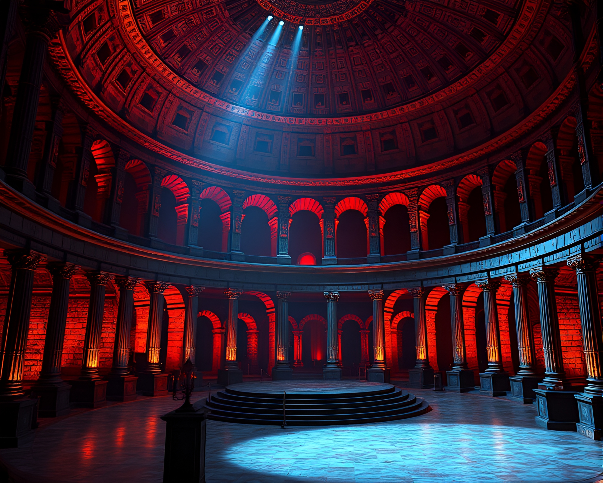 Intricate Roman Coliseum Algorithmic Art Throne Room – free AI stock image