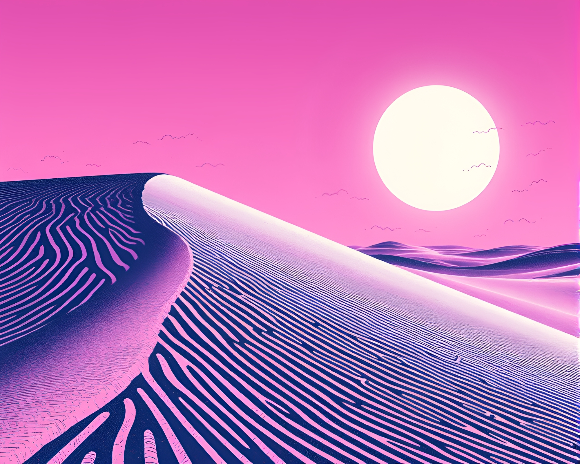 Futuristic Sand Dune Etching in Surreal Colors – free AI stock image