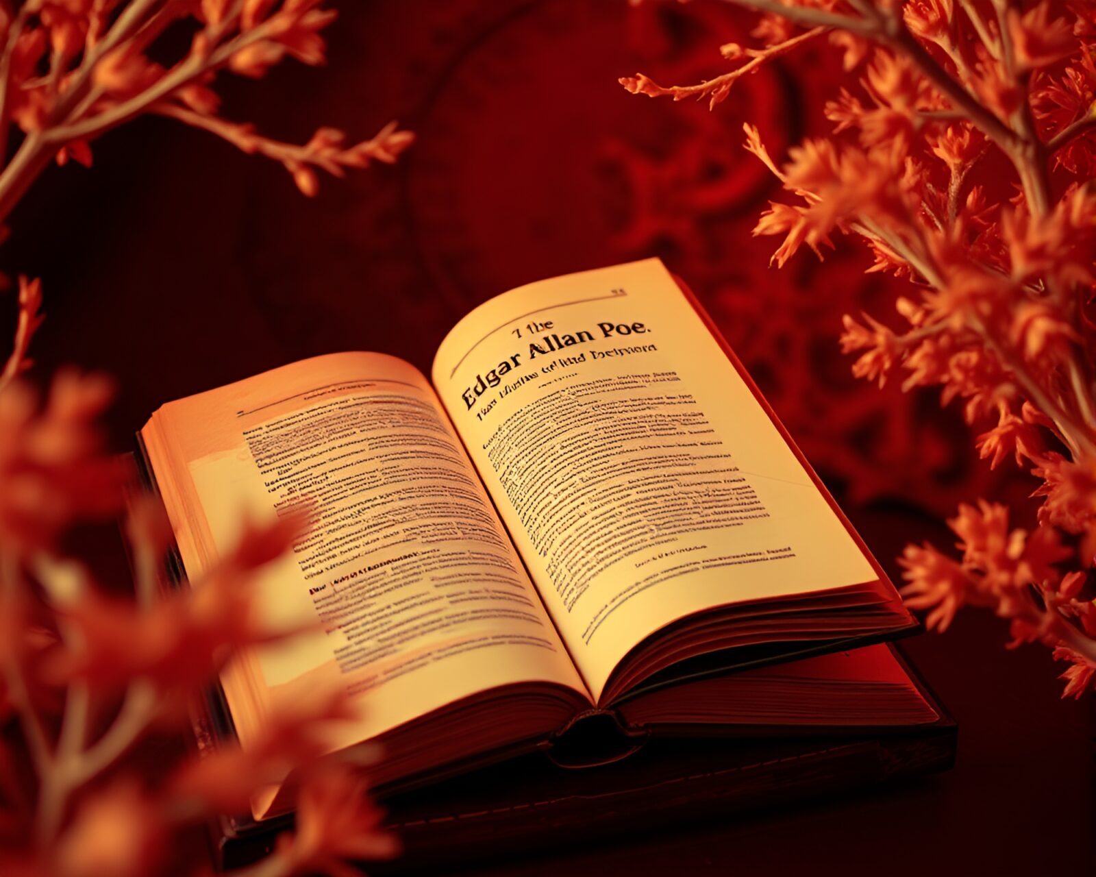 Mysterious duochrome image framed within an eerie book