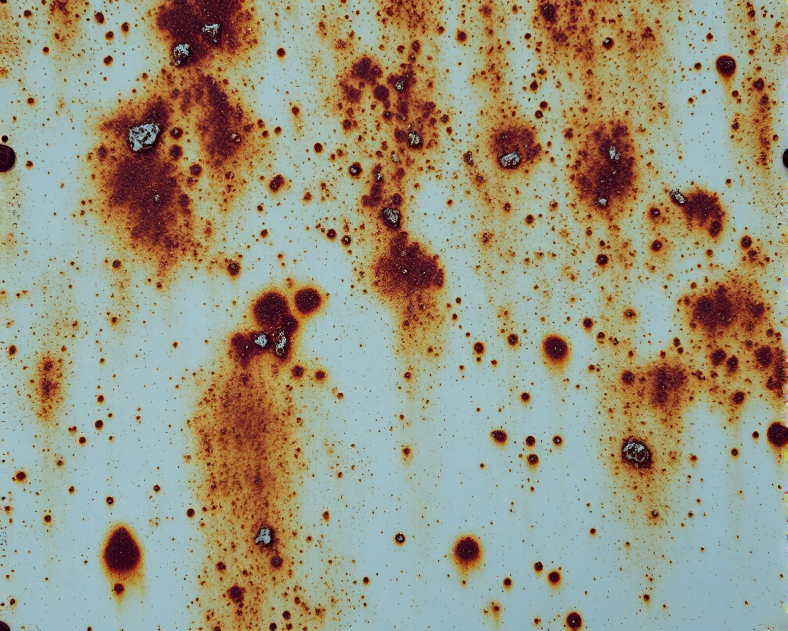 A submarine sitting in snow with a rusted, patina exterior