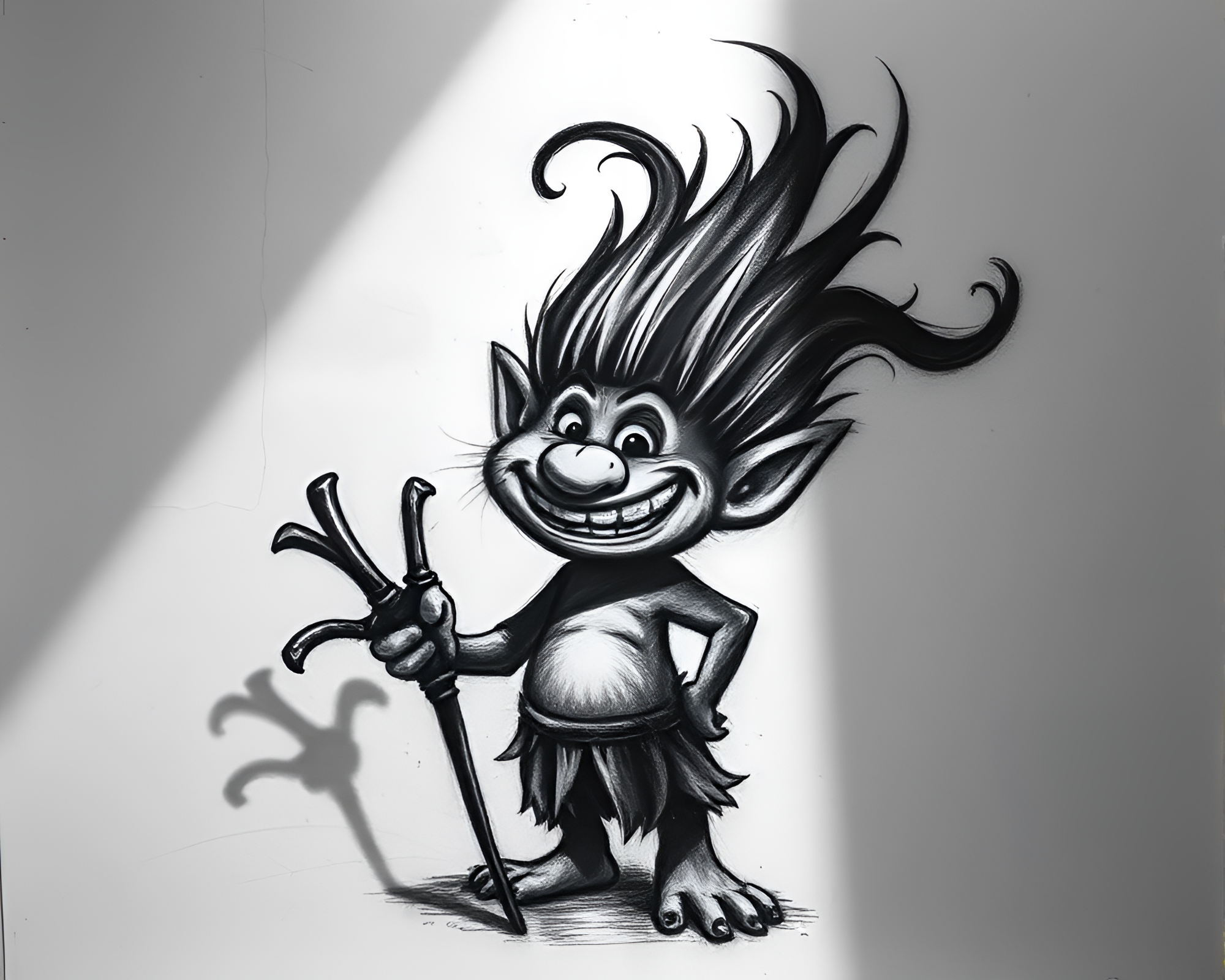 Troll under moonlight casts eerie shadow – free AI stock image