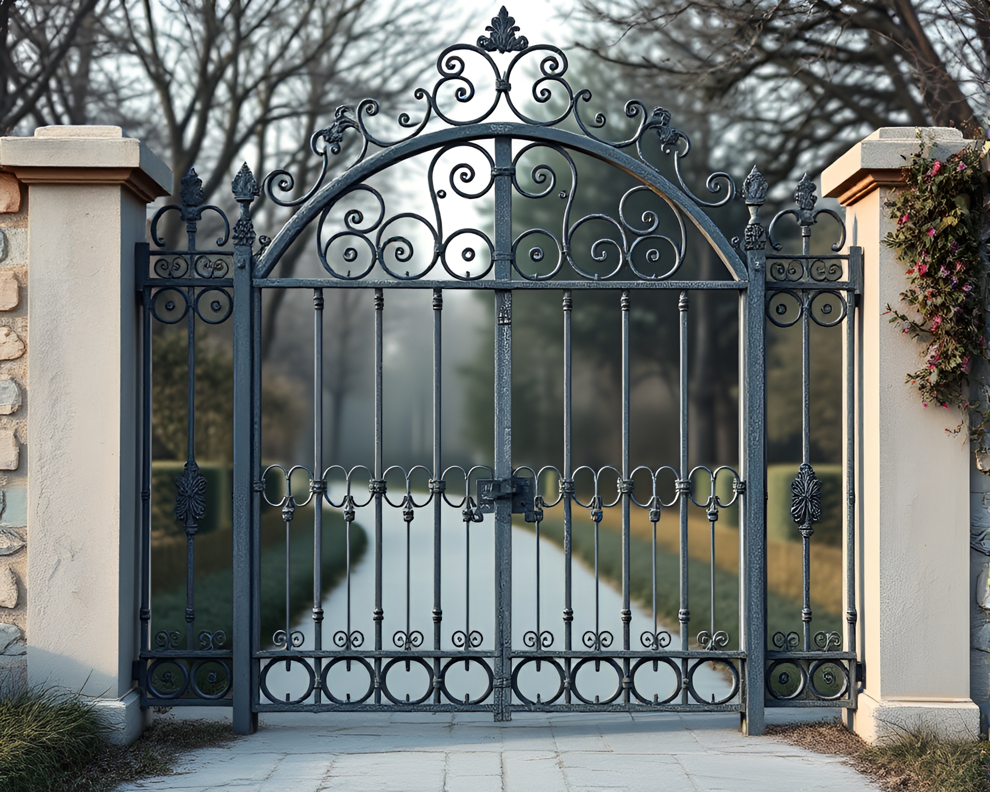 Wrought Iron Gate Silhouette – free AI stock image