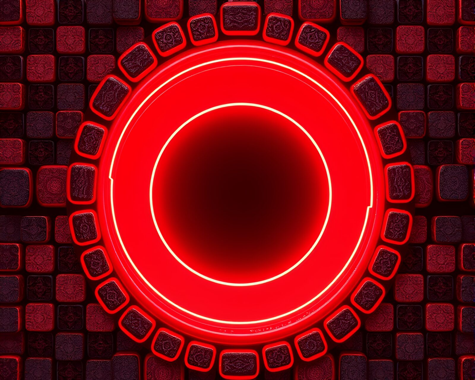 Vibrant anime artwork of stone circle with neon lights