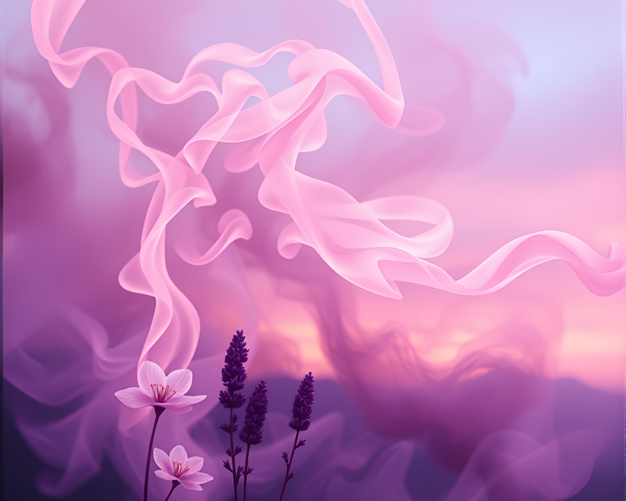 Spring Blossom Twilight: Swirling Smoke Underpainting – free AI stock image