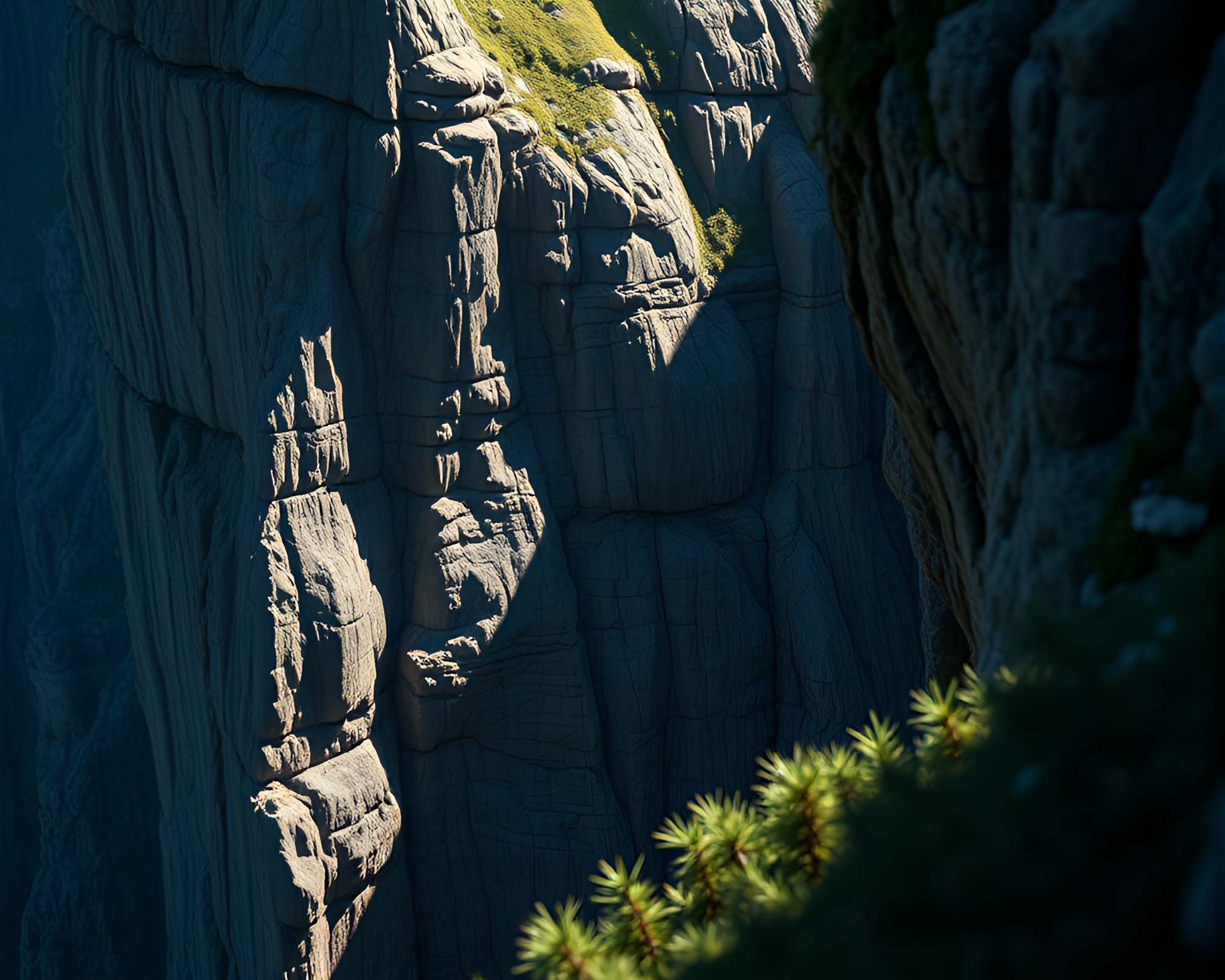 Elf Queen in Cliffside Shadow: Focus Stacking Fantasy Art – free AI stock image