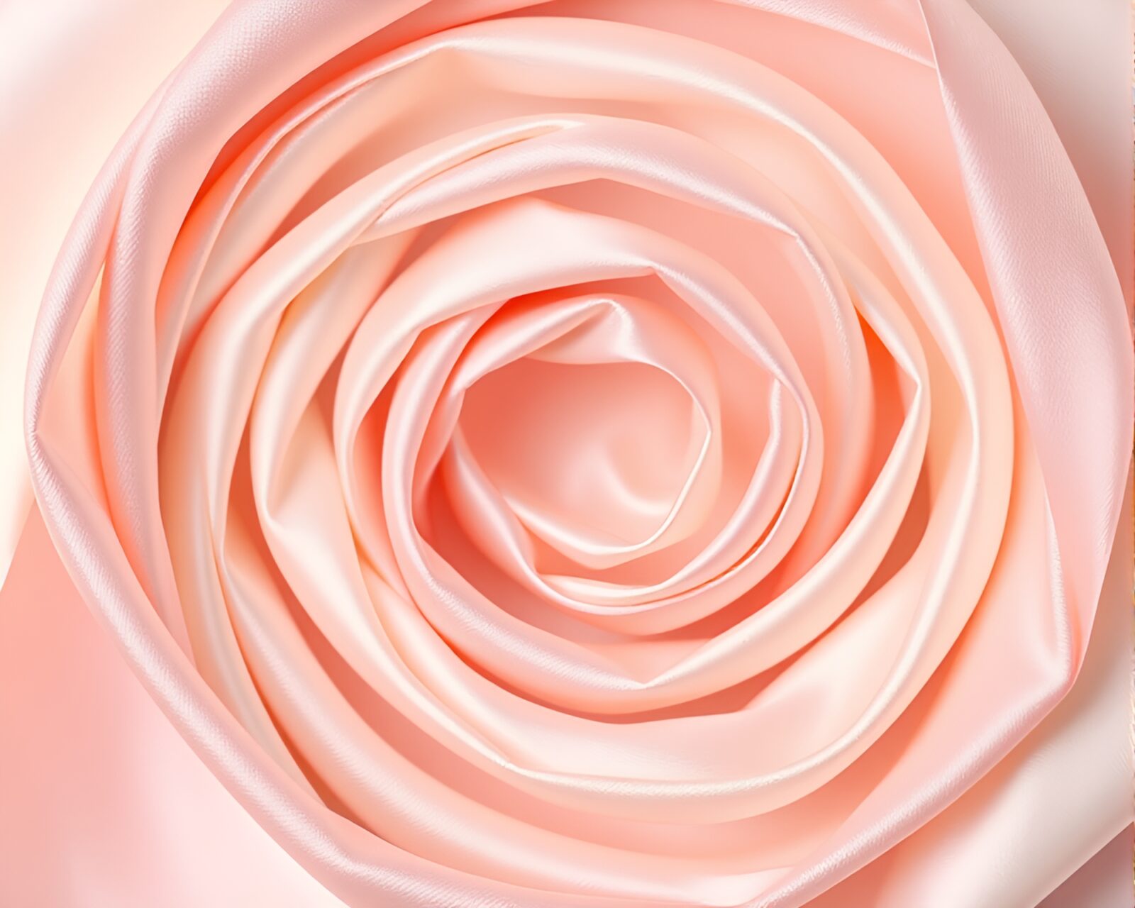 Soft pastel light illuminating delicate satin ribbon spiral