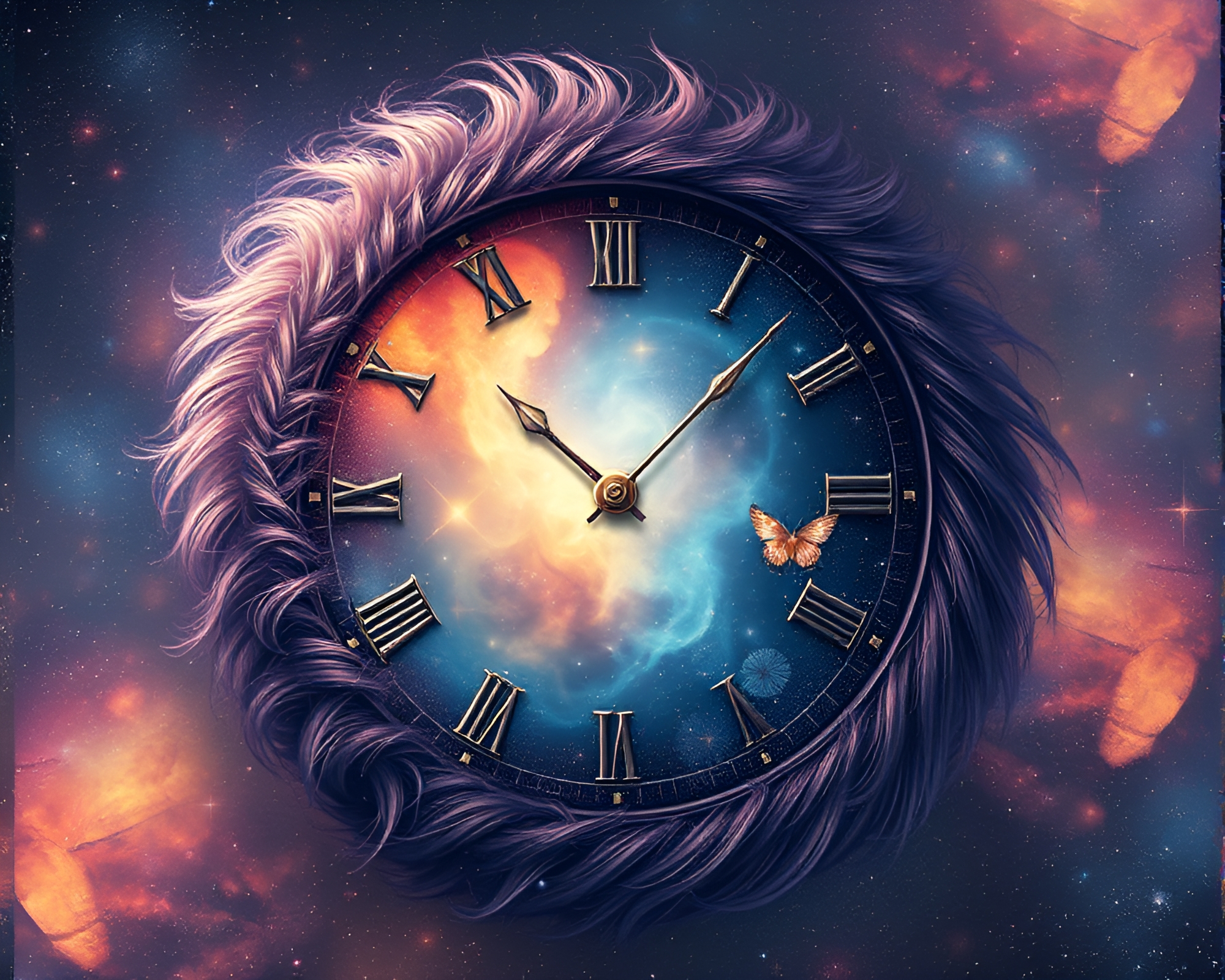 Feather Dusting Universe: A Cosmic Clockwork Nebula – free AI stock image
