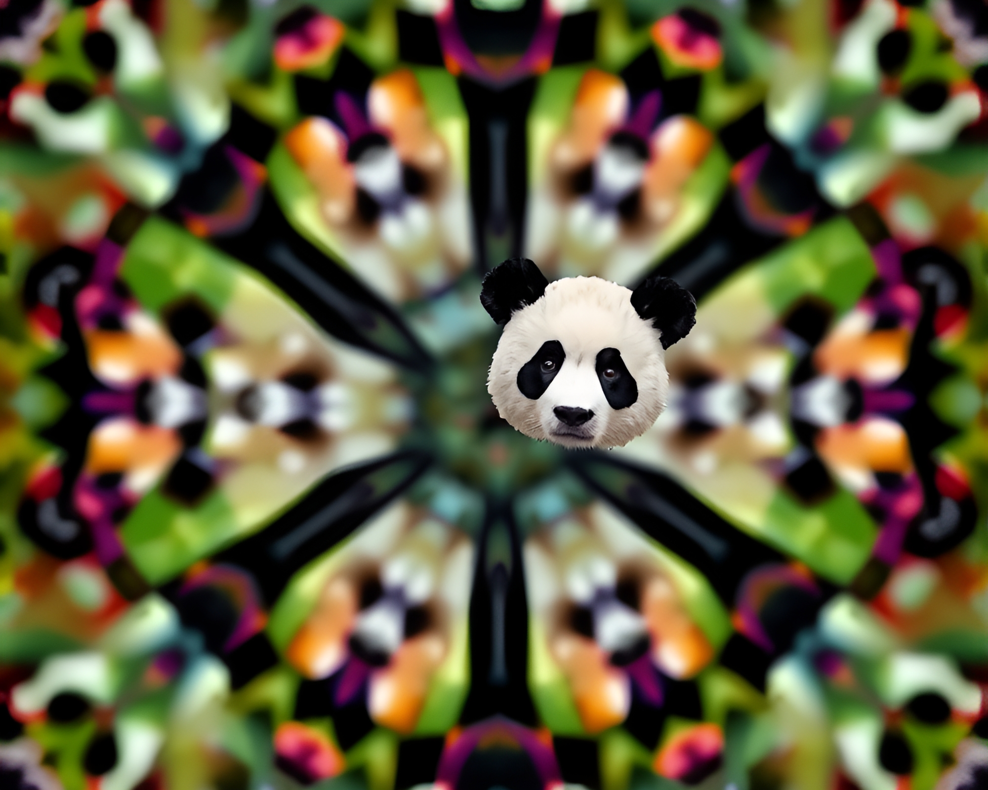Panda Paradise: Kaleidoscope Dream in Low-Poly Wonderland – free AI stock image