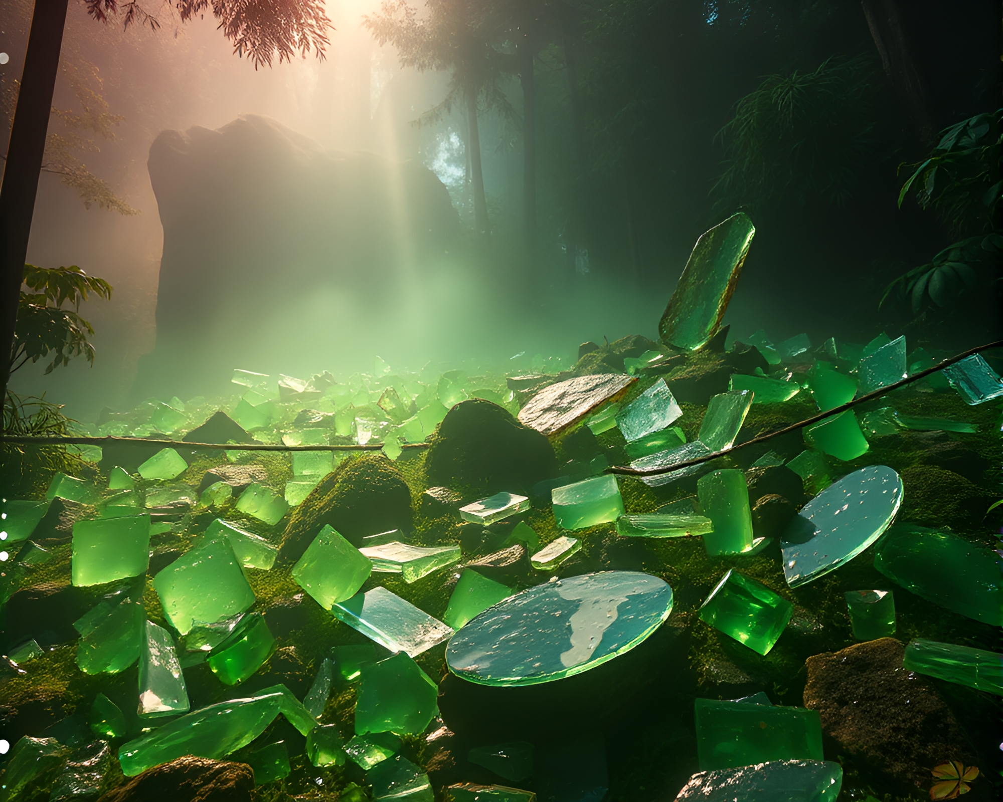 Geyser Field Glass Shard Cascade in Vaporwave Haze – free AI stock image