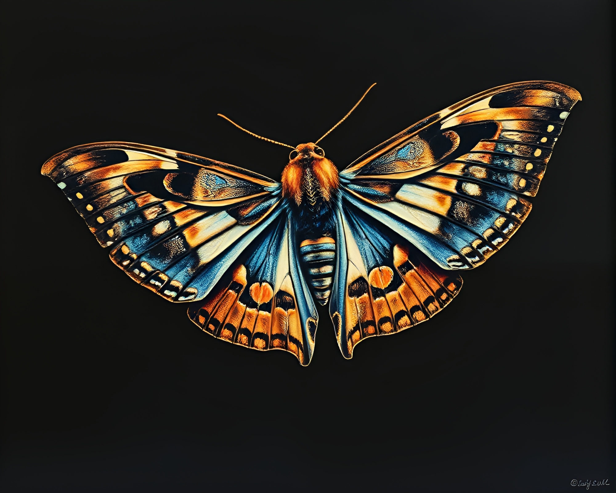 Enchanted Moth Captured in Candid Screen Print Moment – free AI stock image