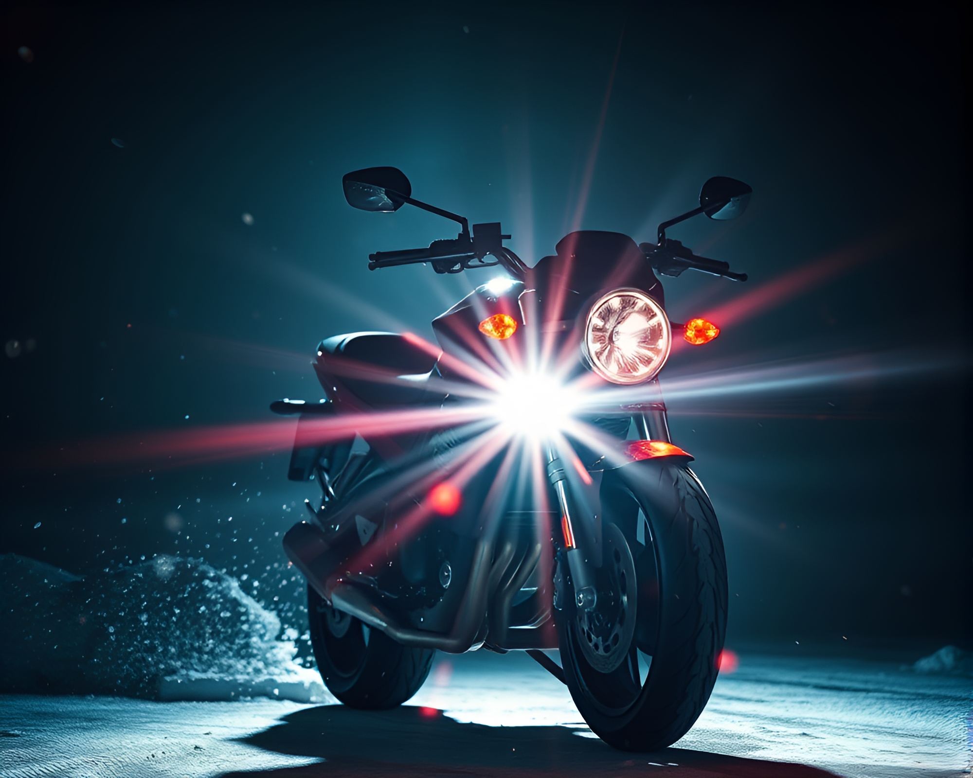 Glitch Art Motorcycle in Snow-Kissed Backscatter Flare – free AI stock image