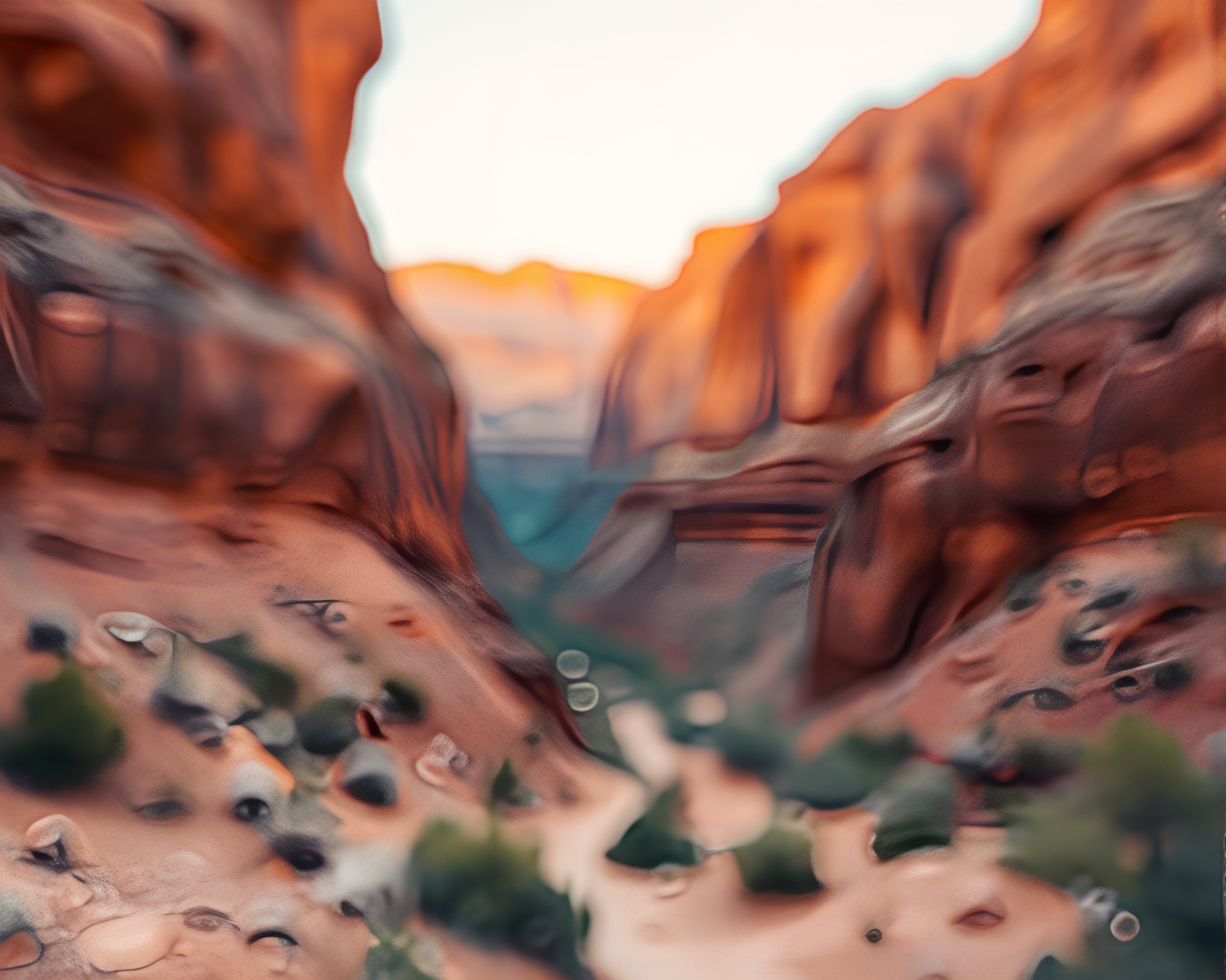 Desert Canyon Acrylic Splatter Bokeh Landscape – free AI stock image