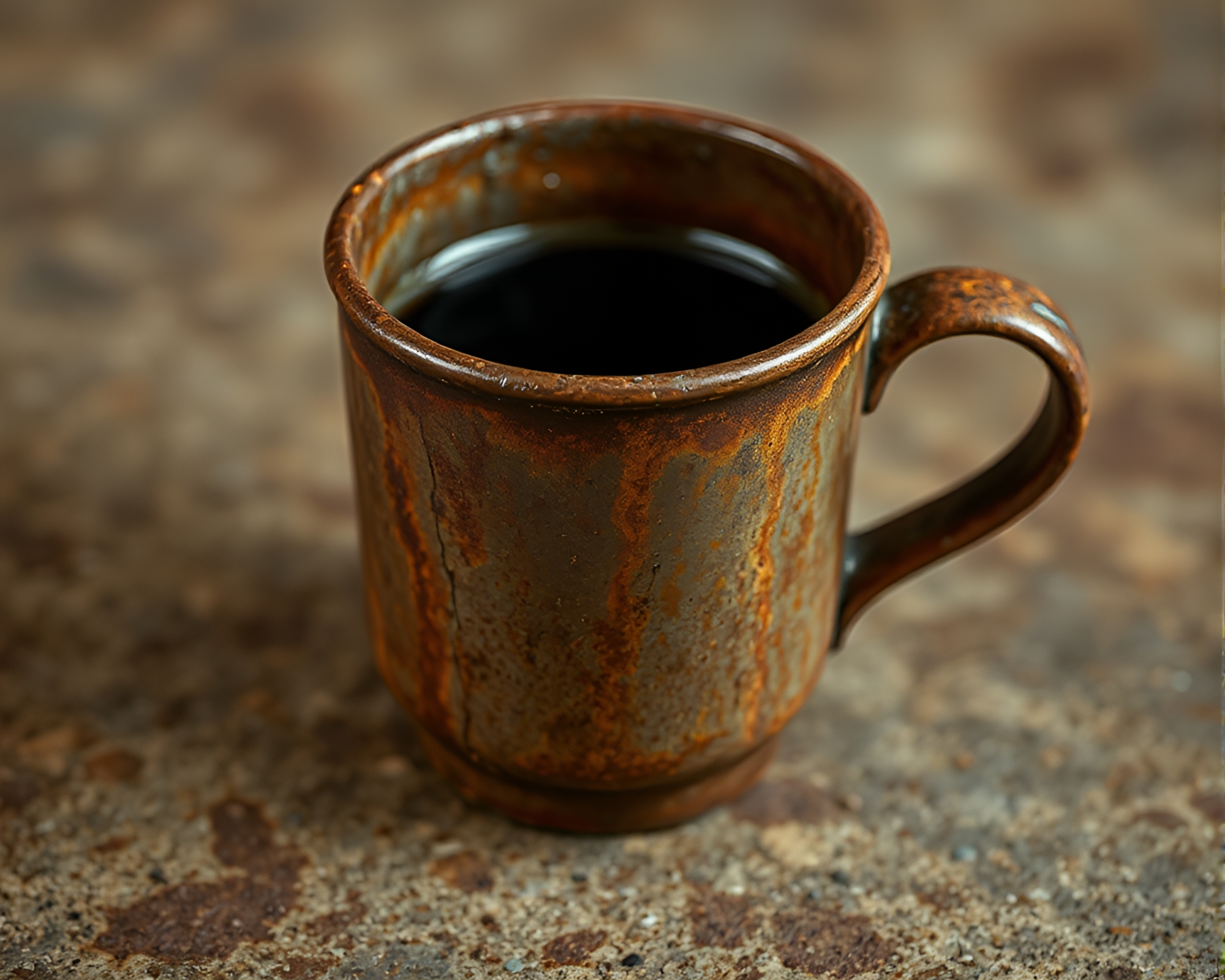 Rust Patina Coffee Cup Elegance – free AI stock image
