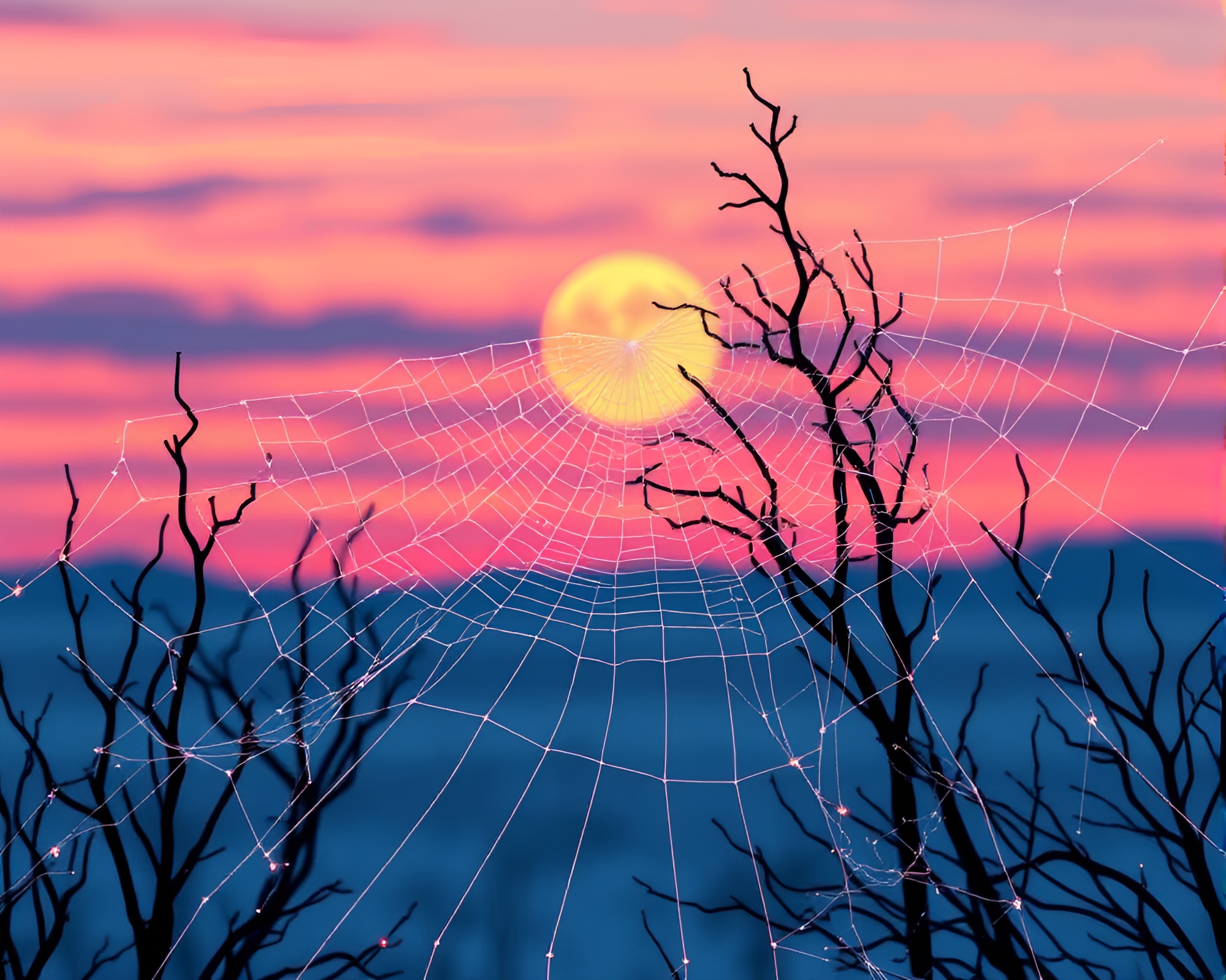 Ethereal Phoenix Glowing in Polar Twilight Cobweb – free AI stock image