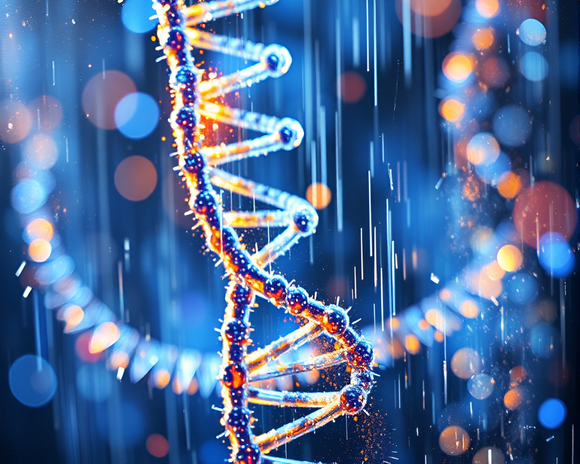 DNA Helix in Impressionist Metallic Scratches – free AI stock image