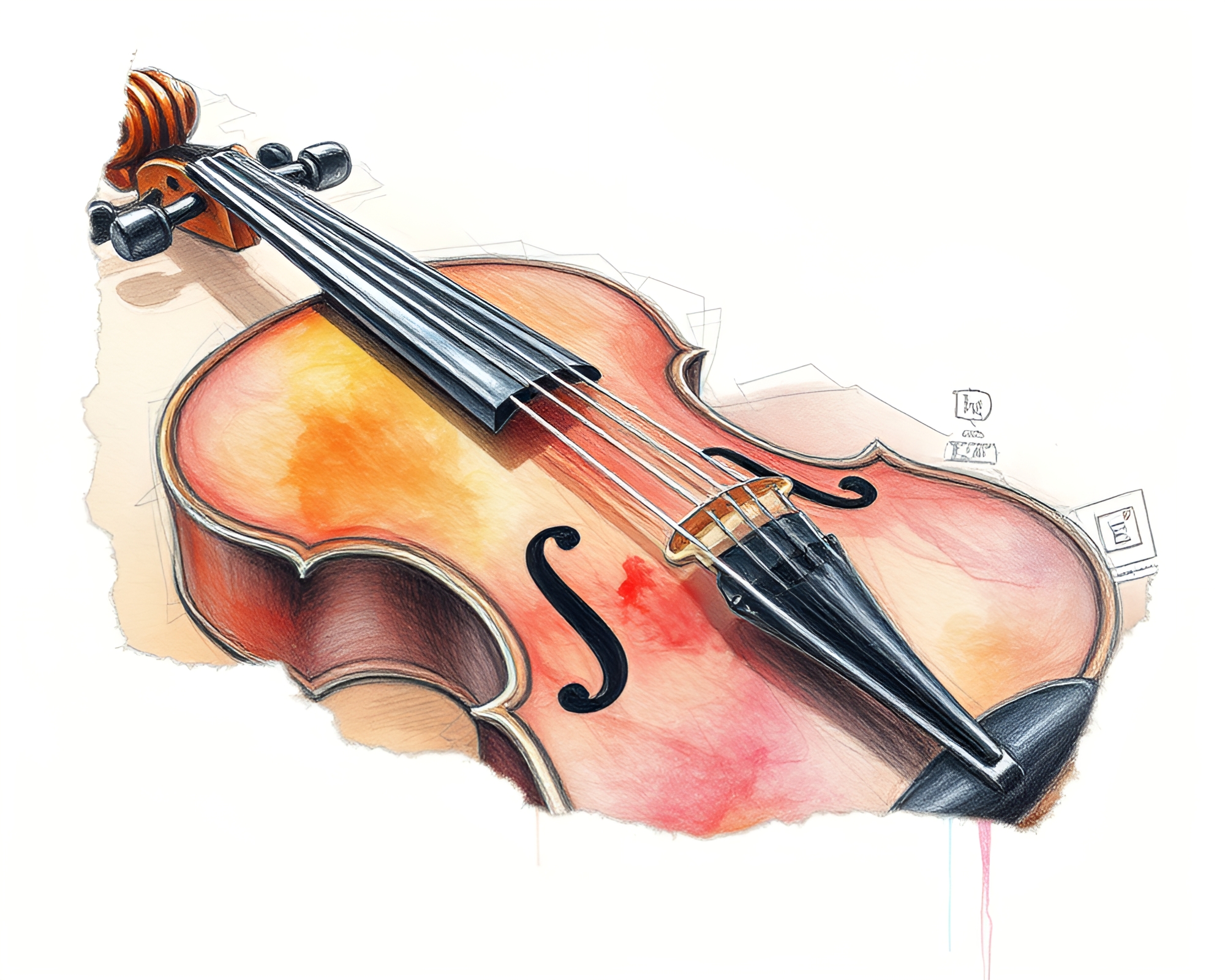 Violin Melody in Aurora Sketch – free AI stock image