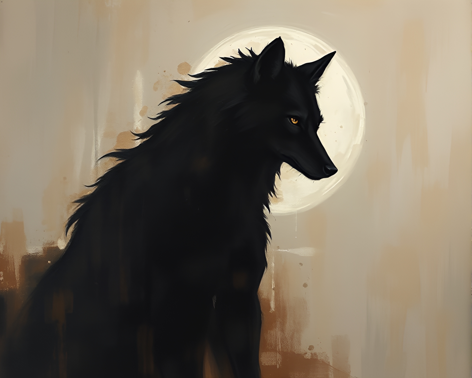 Muted Earth Tones: Werewolf Shadow Silhouette – free AI stock image