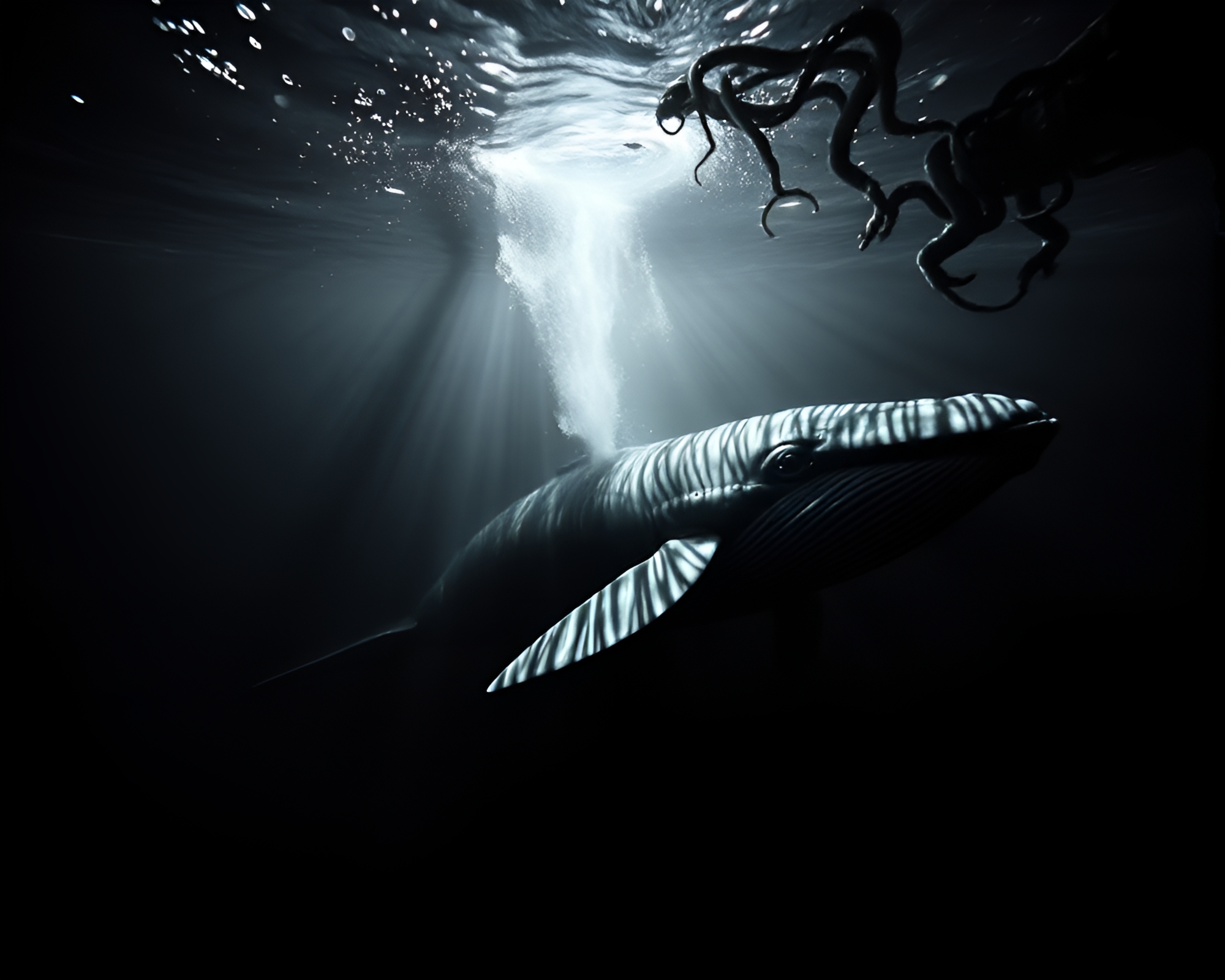 Whale Fibonacci Spiral in Midday Noir Light – free AI stock image