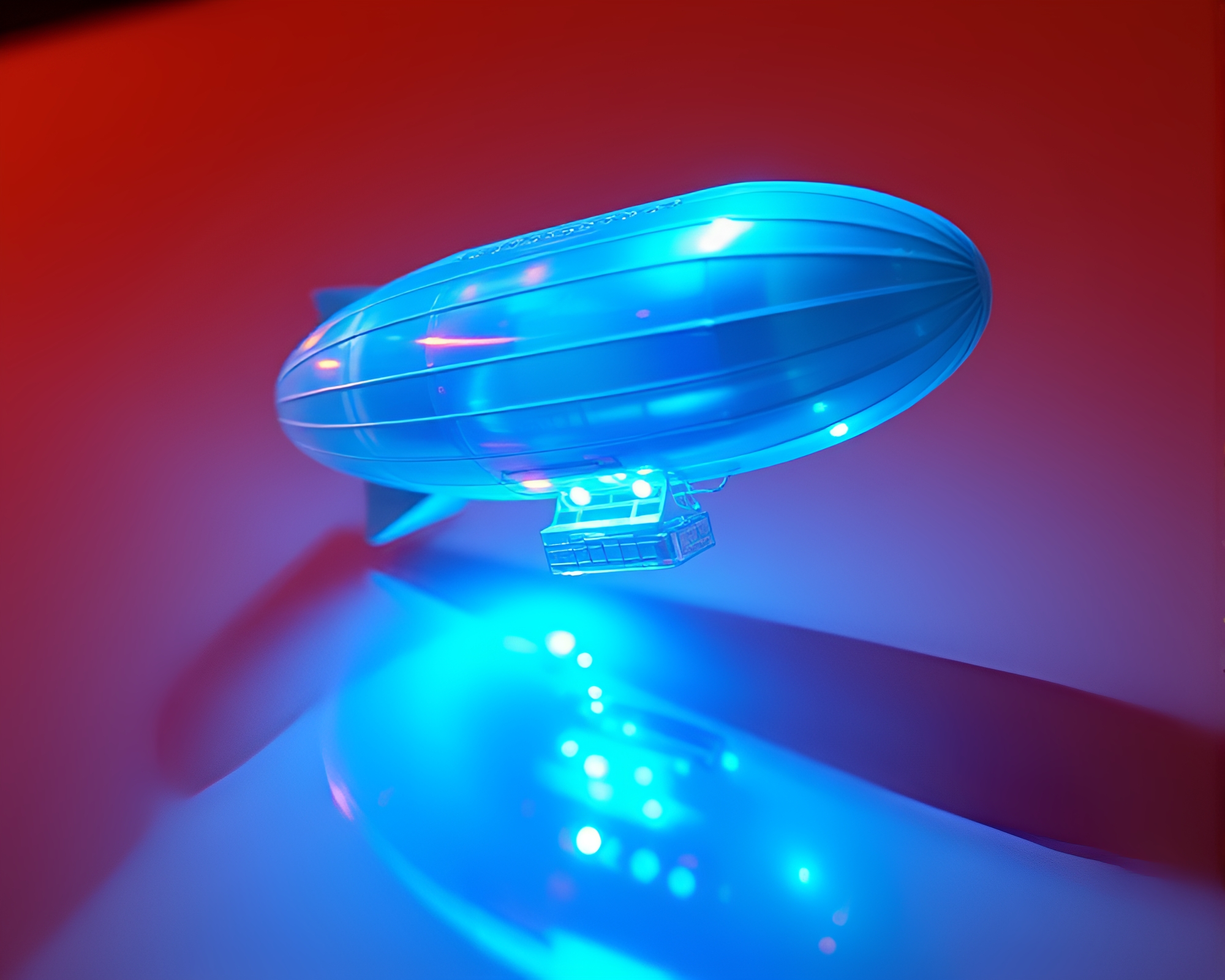 Gleaming Zeppelin amidst Hologram Specks – free AI stock image
