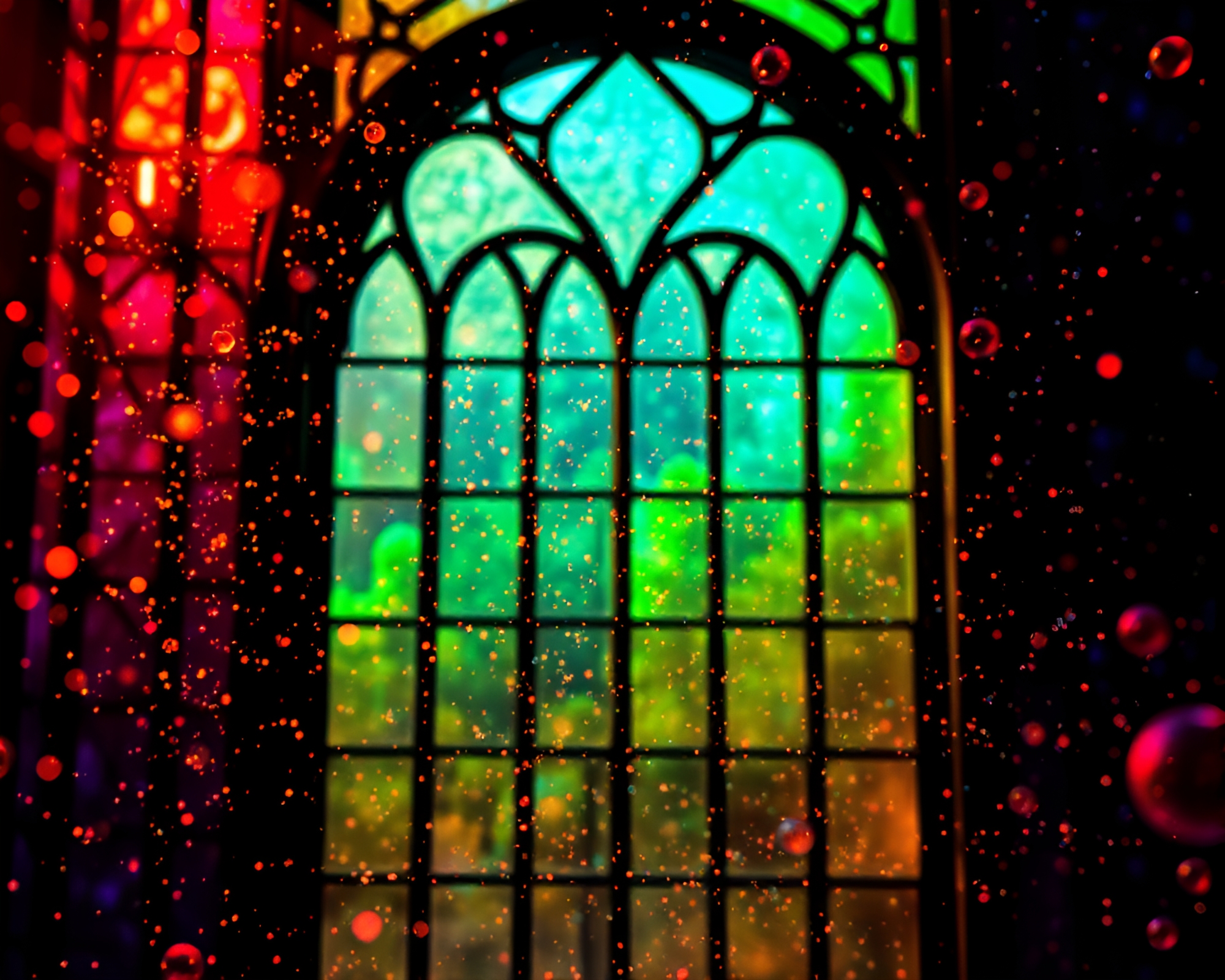 Ethereal Stained-Glass Particle Hologram – free AI stock image