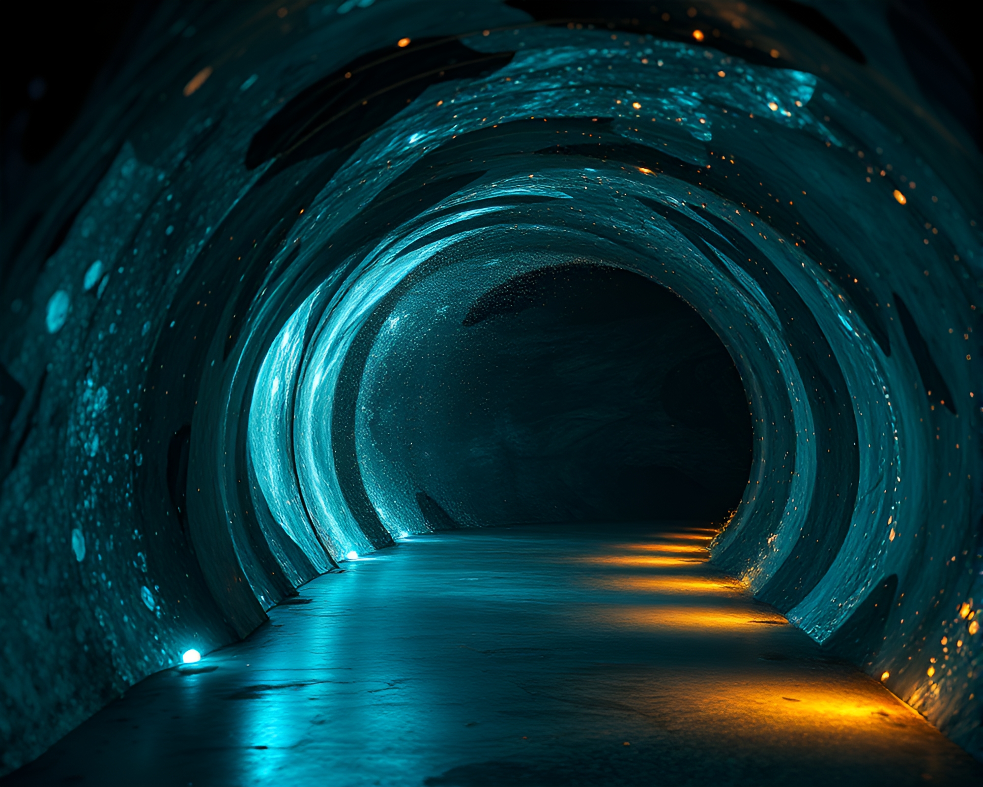 Ethereal Glass Tunnel with Dramatic Chiaroscuro Lighting – free AI stock image