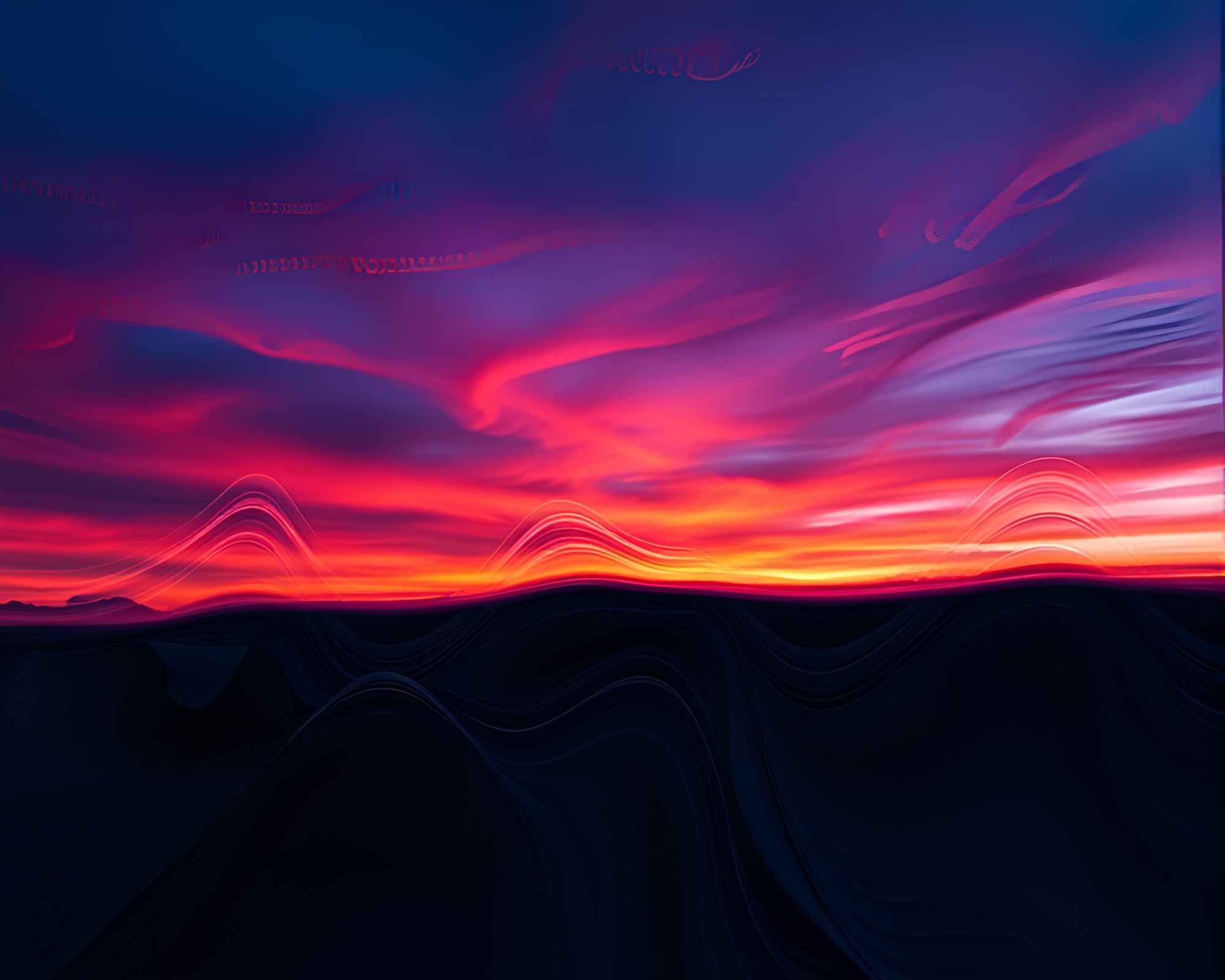 Desert Oasis at Sunset: Water Distortion Light Painting – free AI stock image