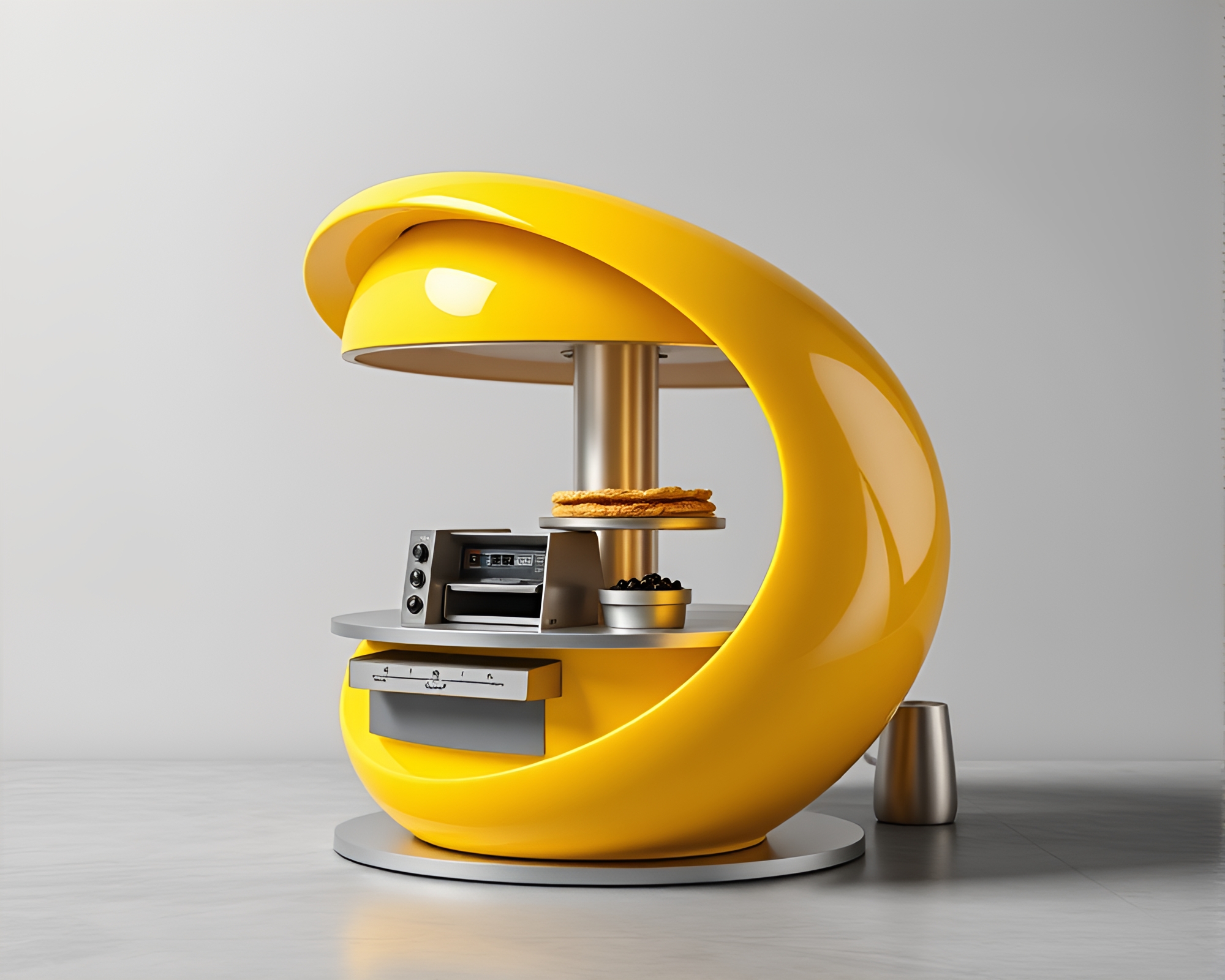 Mesmerizing Taco Stand in Yellow Monochrome Spiral – free AI stock image