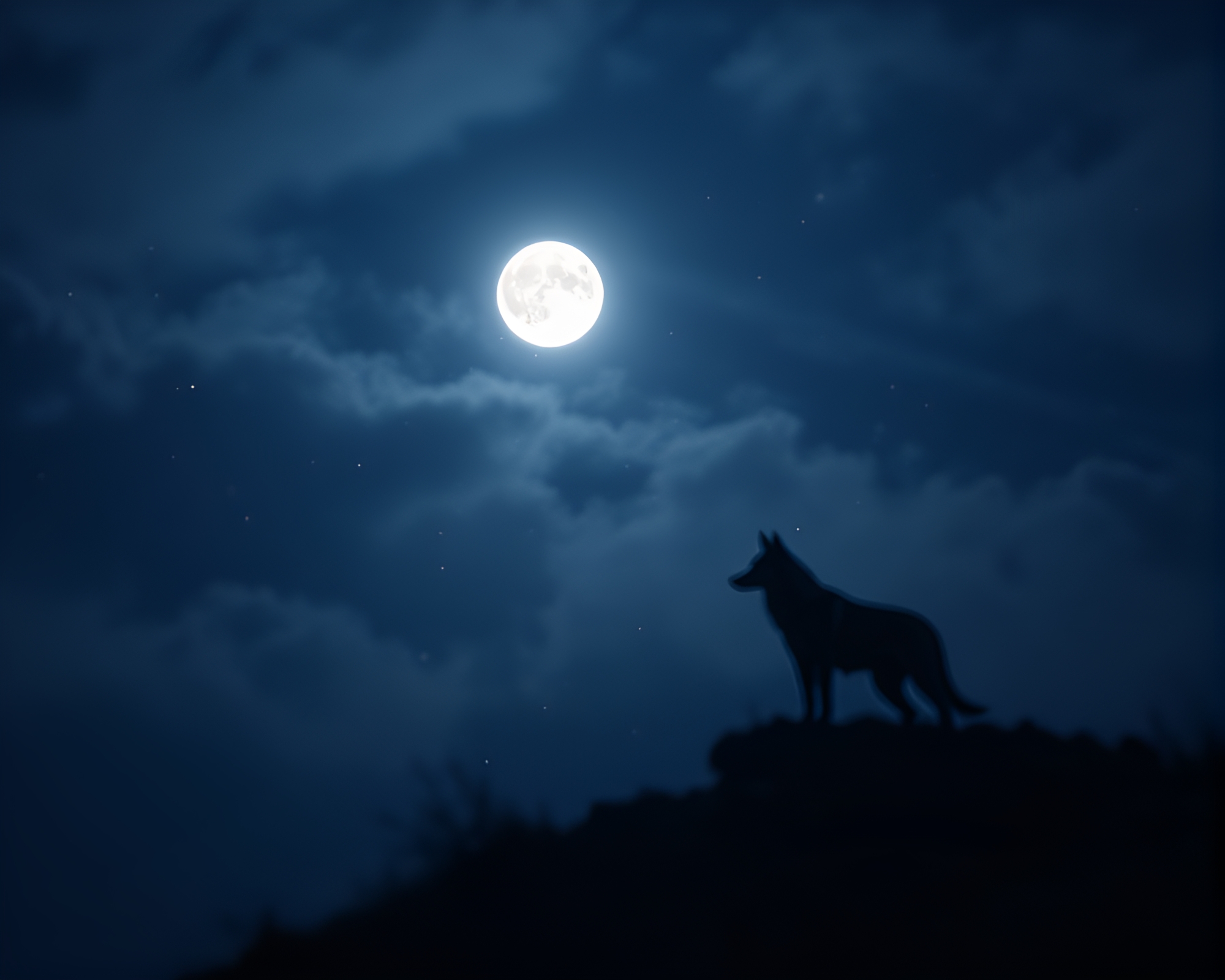 Moonlit Wolf Howling in Dusty Starlit Night – free AI stock image