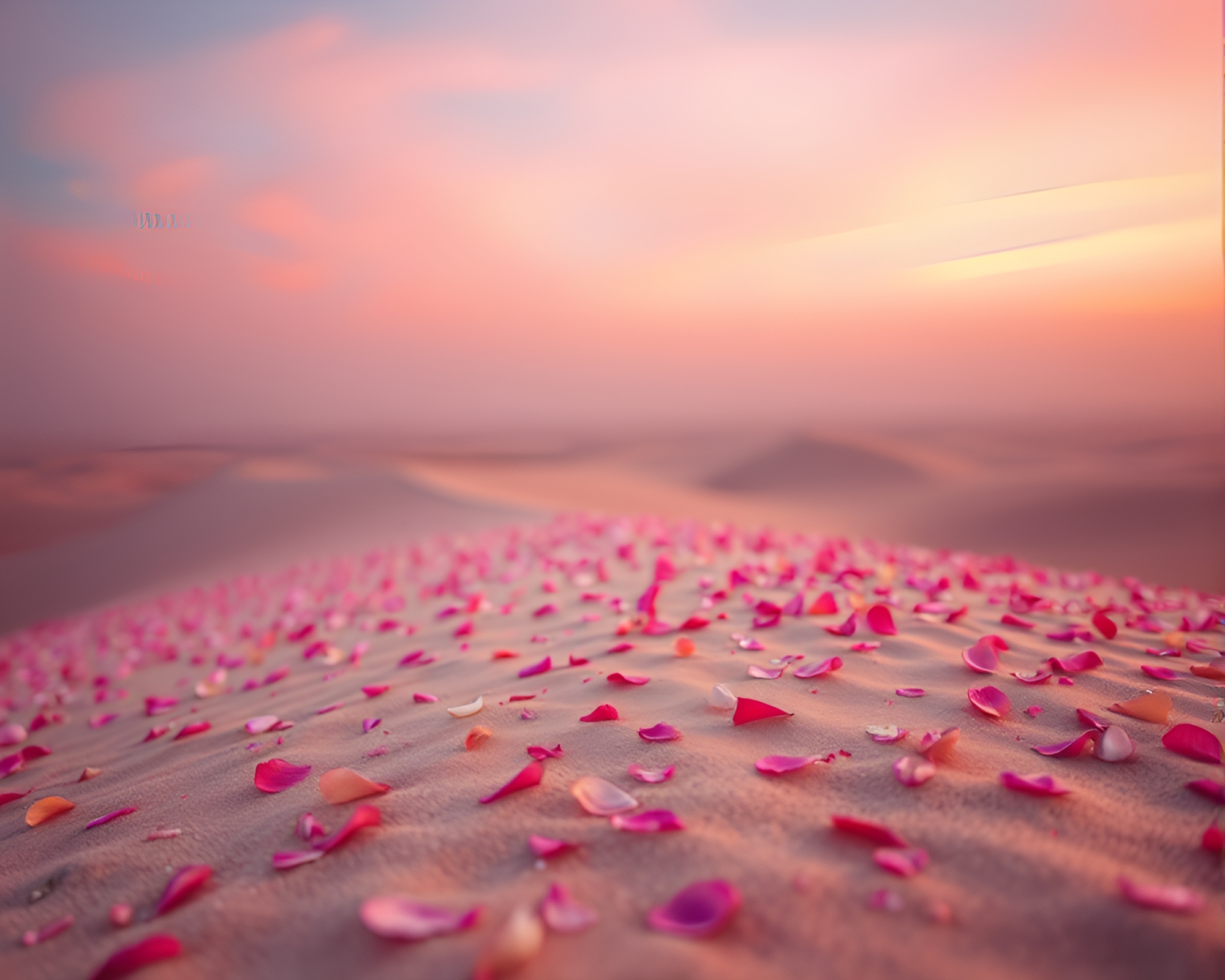 Twilight Sands: Flower Petals Color Field Painting – free AI stock image