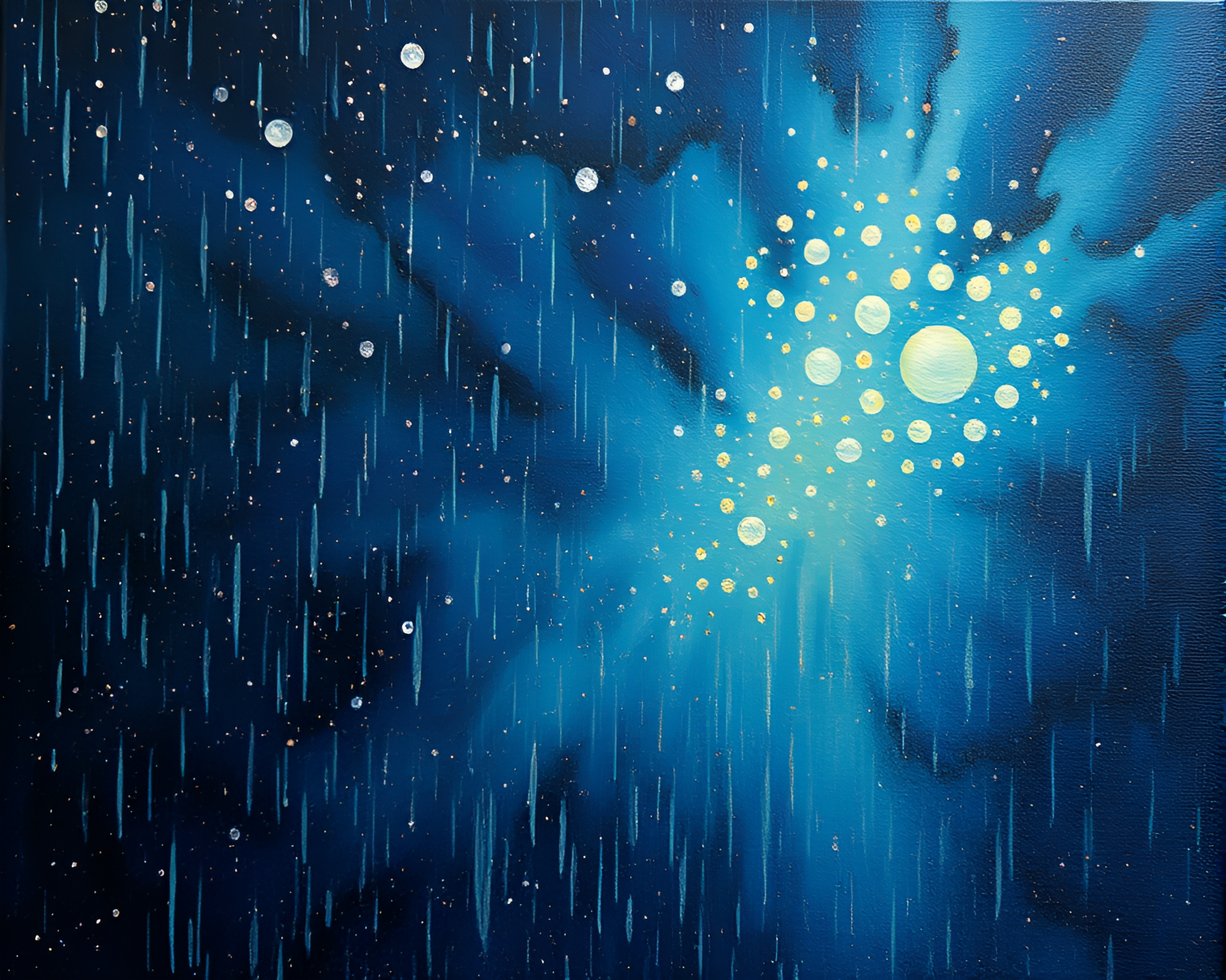 Eldritch Rain: Stardust Horror in Palette Knife Art – free AI stock image
