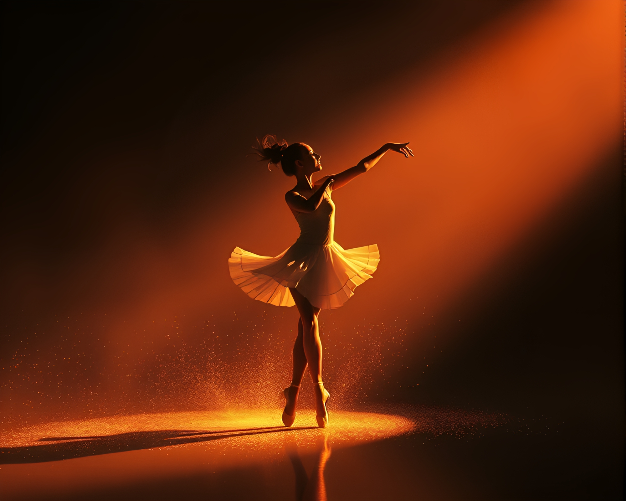 Ballet Dancer Amidst Dust Particles in 8-Bit Rim Lighting – free AI stock image