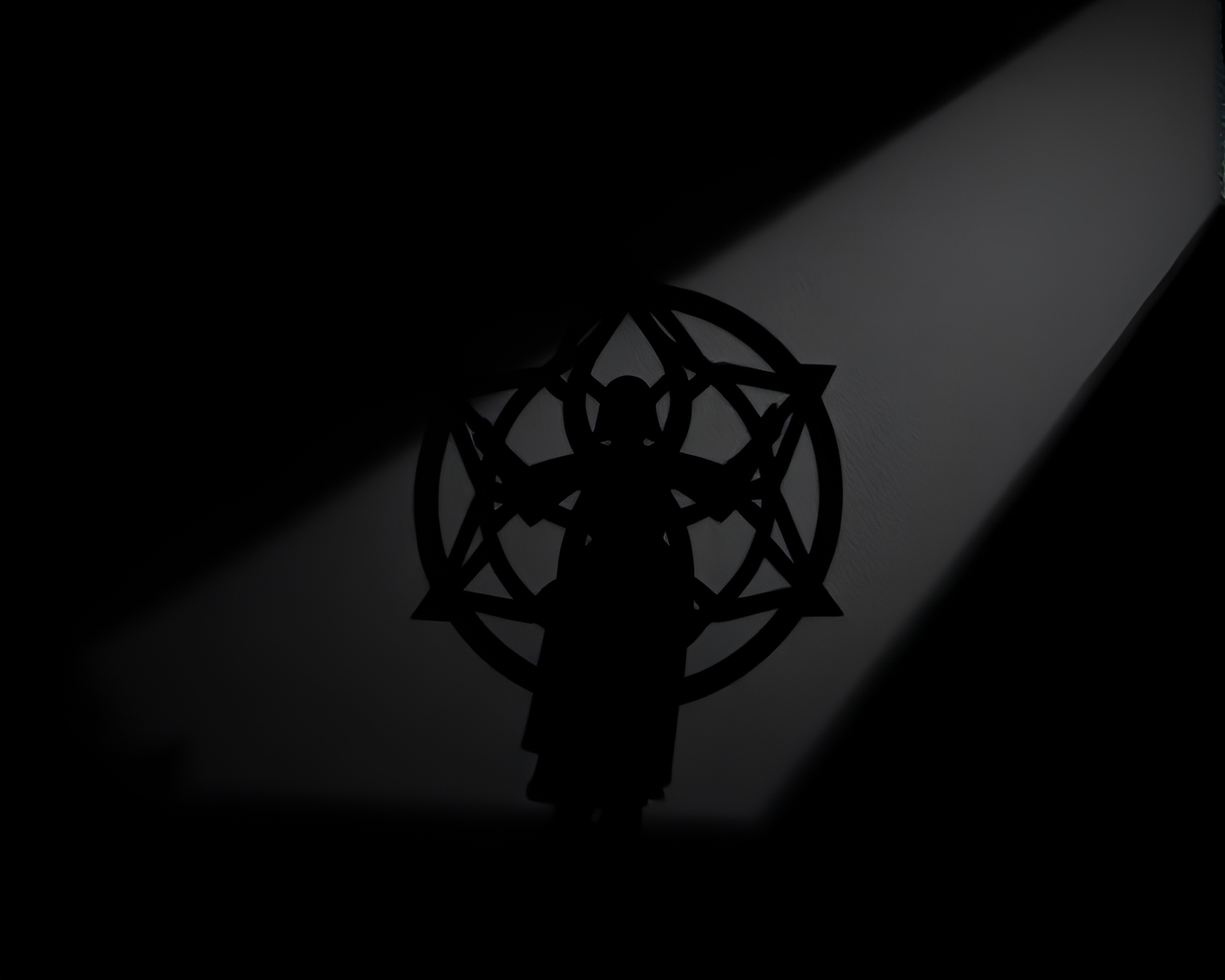 Sacred Geometry in Film Noir Shadow Silhouette Scene – free AI stock image