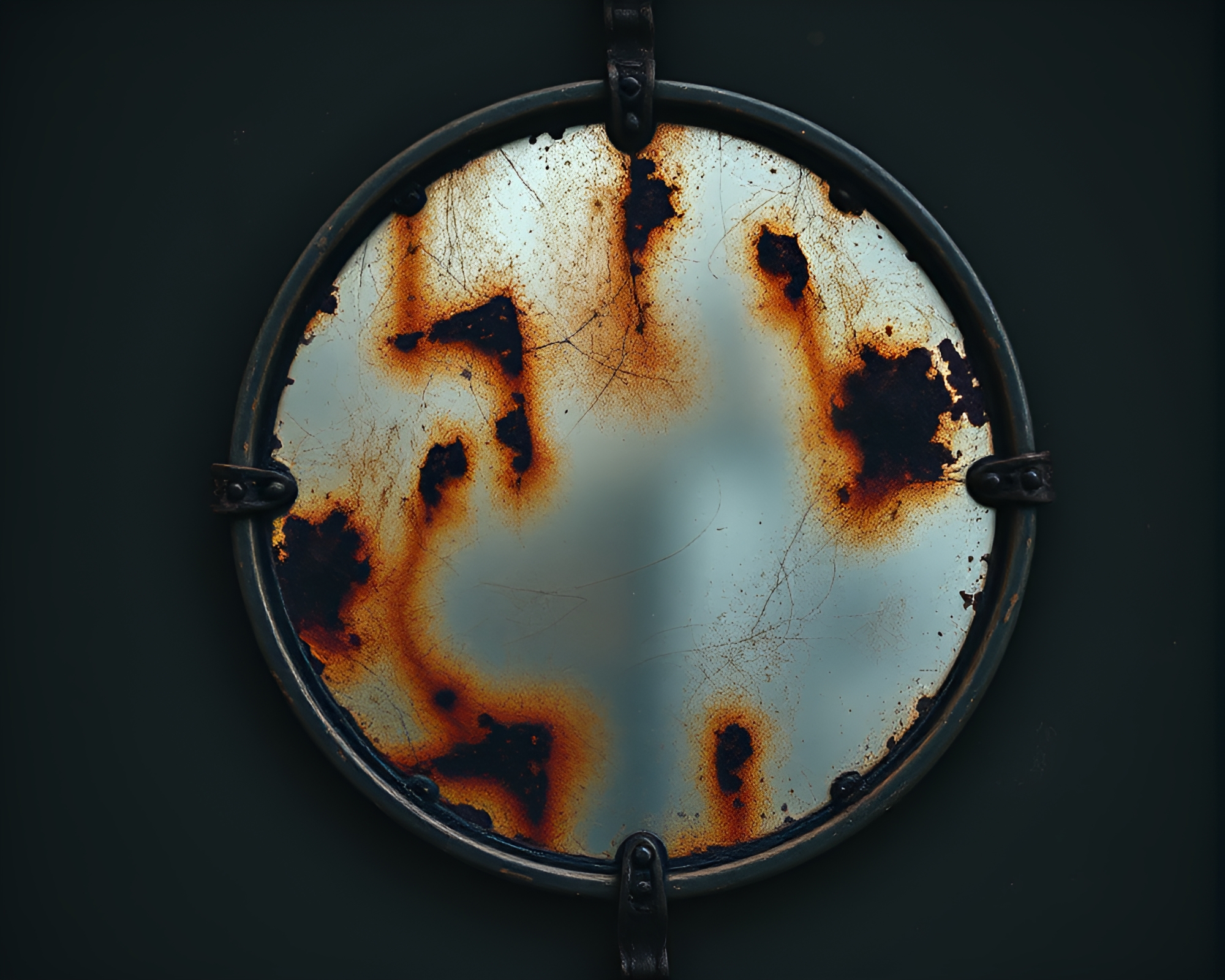Ethereal Balance: Rust Patina Haunted Mirror – free AI stock image