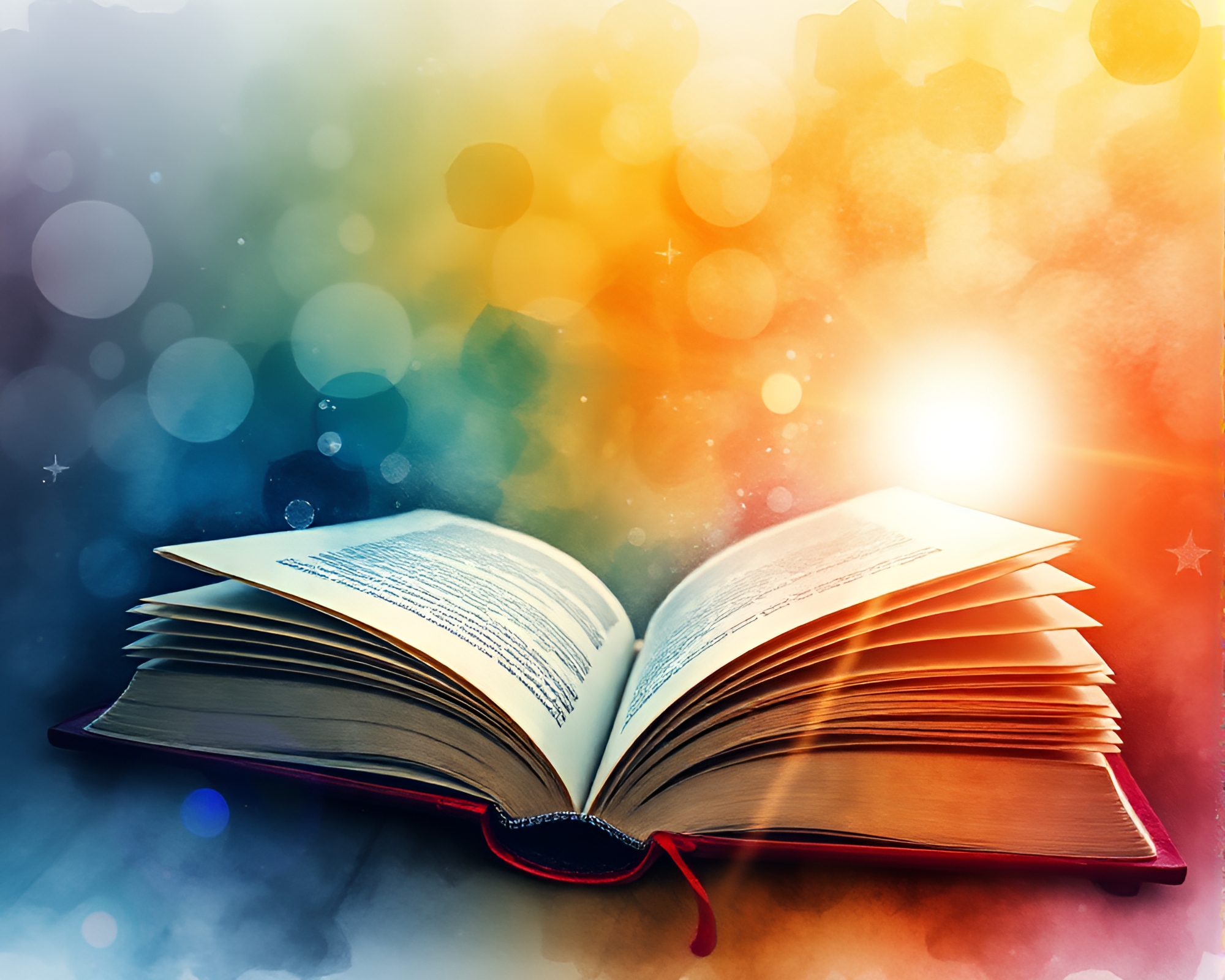 Enchanted Book in Watercolor with Lens Flare – free AI stock image