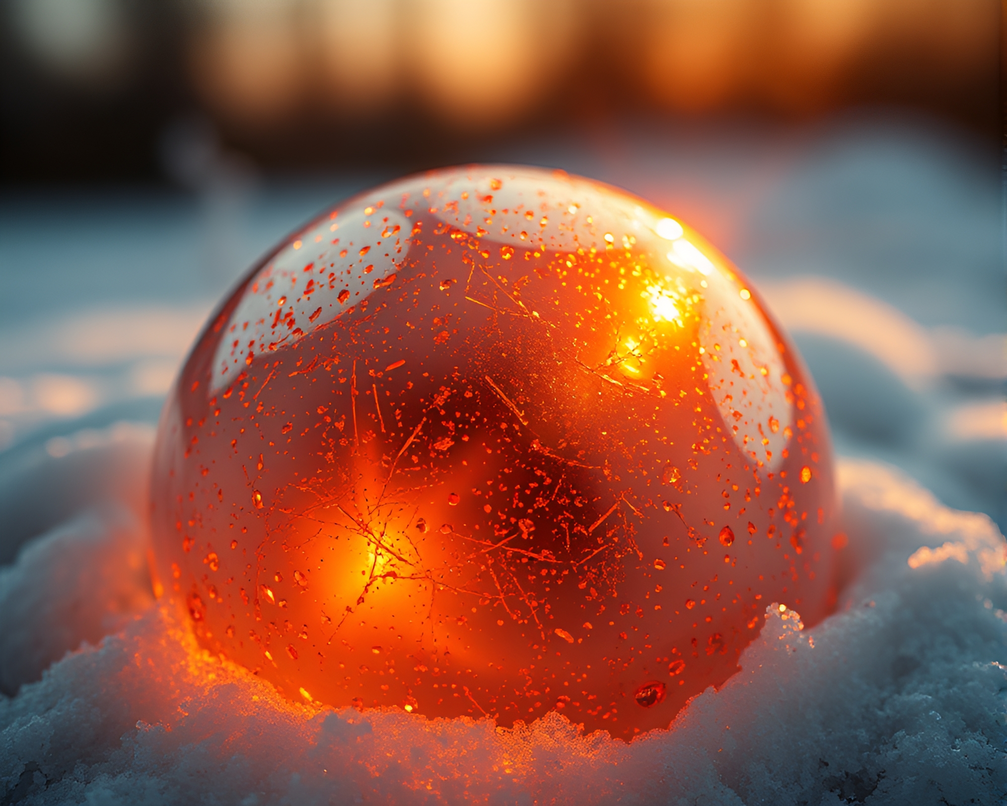 Ethereal Glass Igloo with Rust Flakes and Lens Flare – free AI stock image
