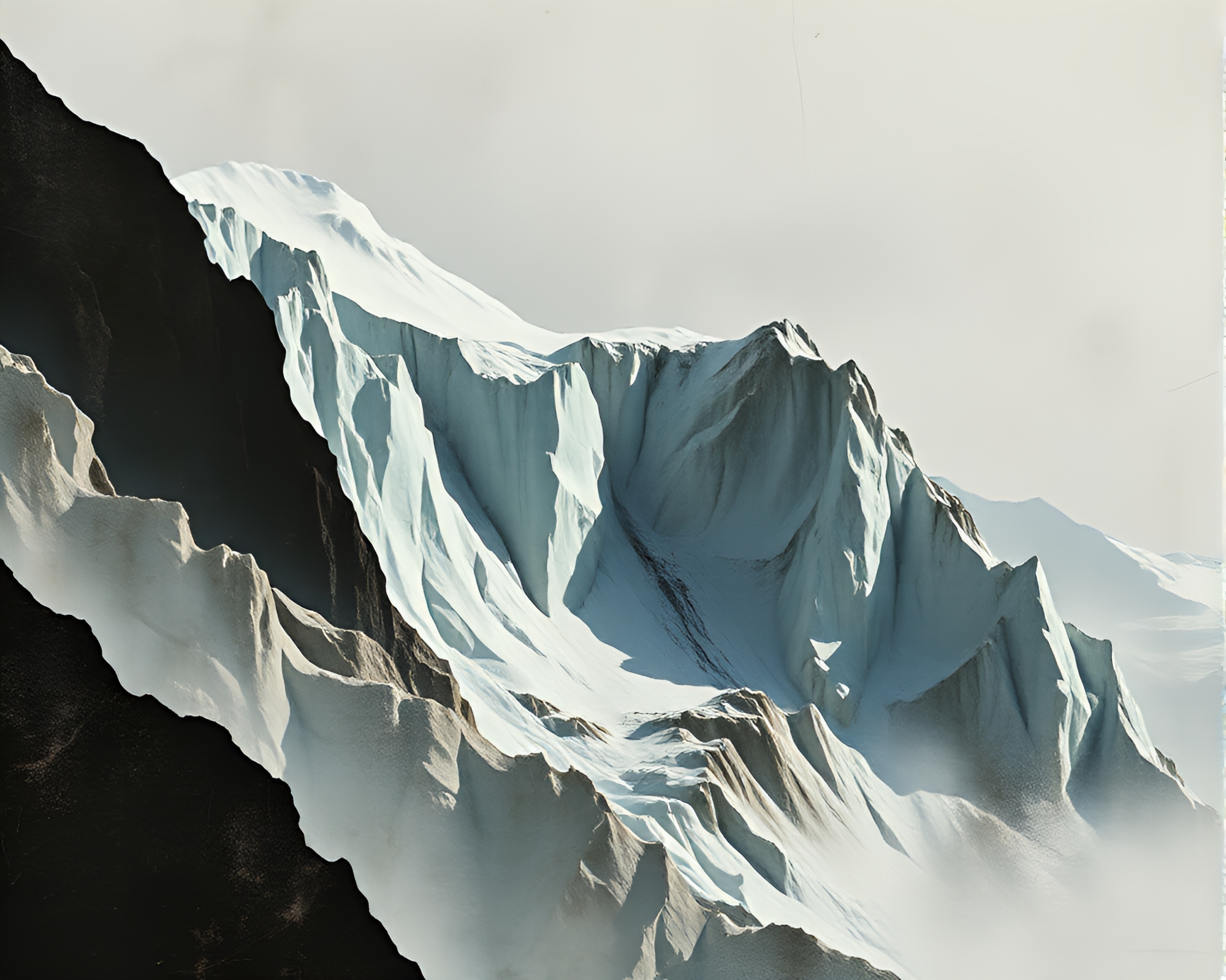 Fractal Glacier Collage in Muted Shadows – free AI stock image
