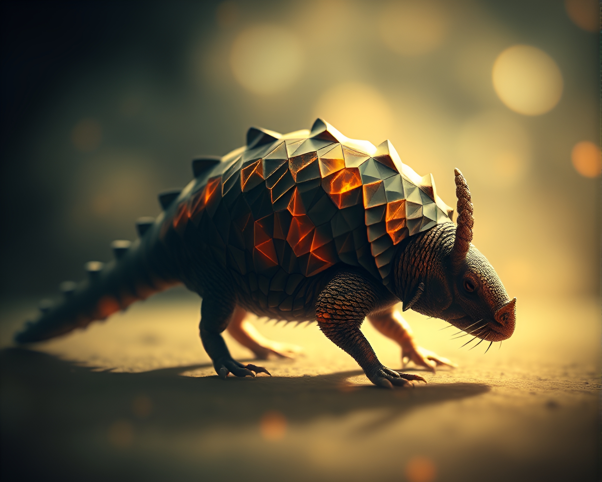 Digital Armadillo Geometric Haze – free AI stock image
