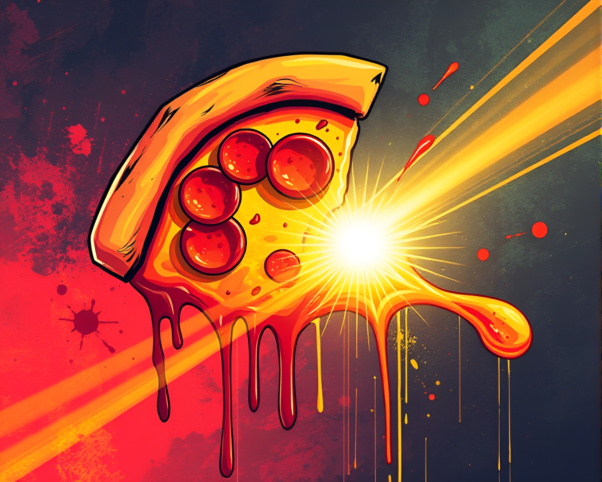 Steampunk Pizza Slice with Solar Flare Glow – free AI stock image