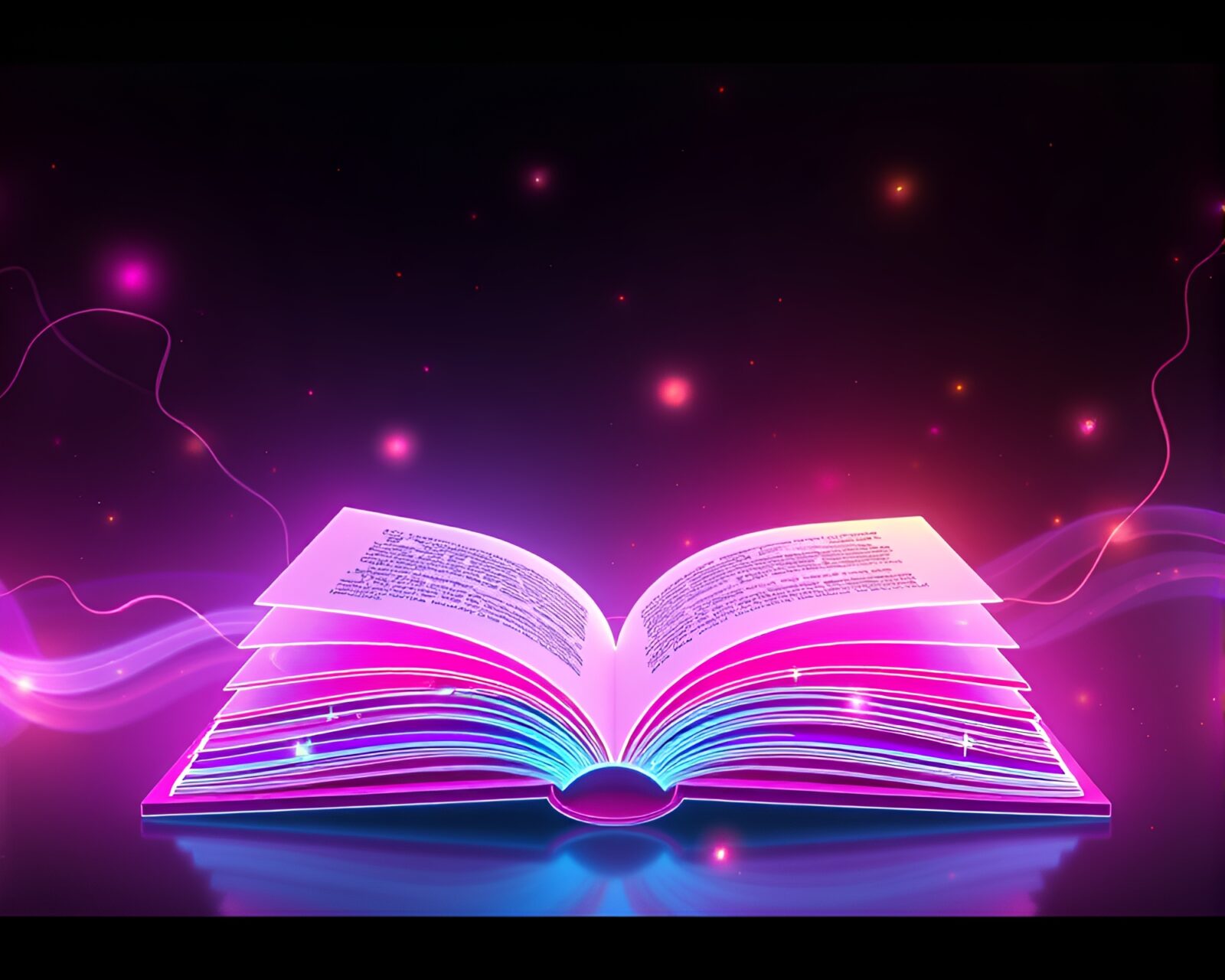 Pastel neon mix enchanting book in wireframe render