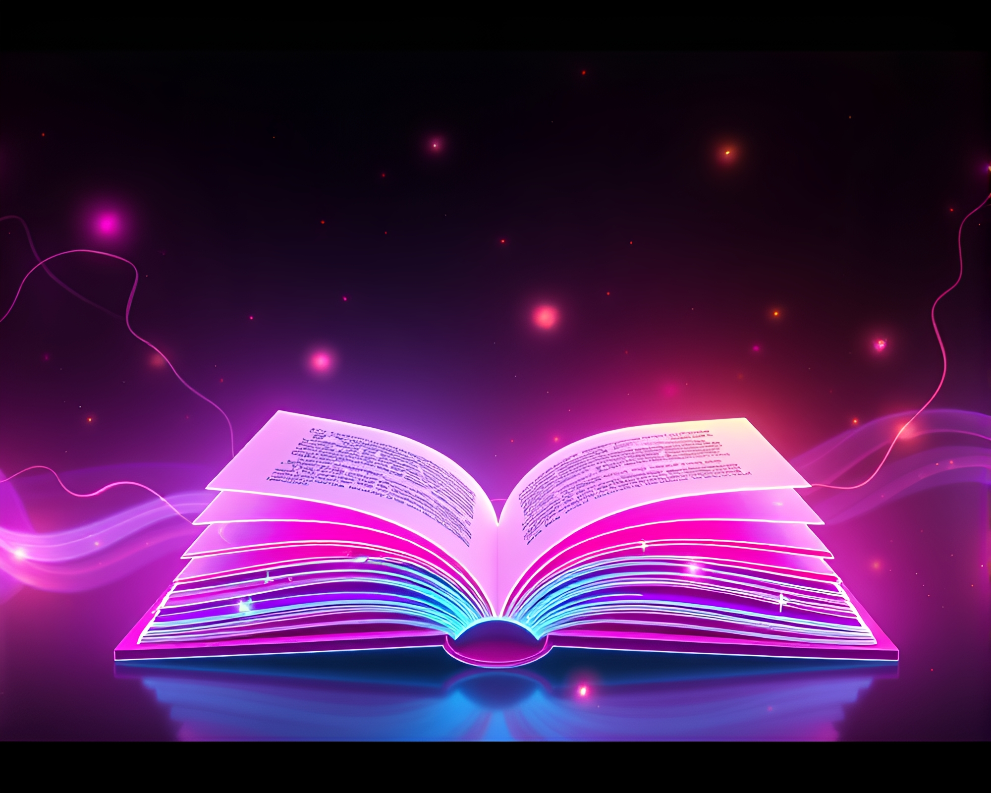 Enchanted Neon Book under Sunlit Wireframes – free AI stock image