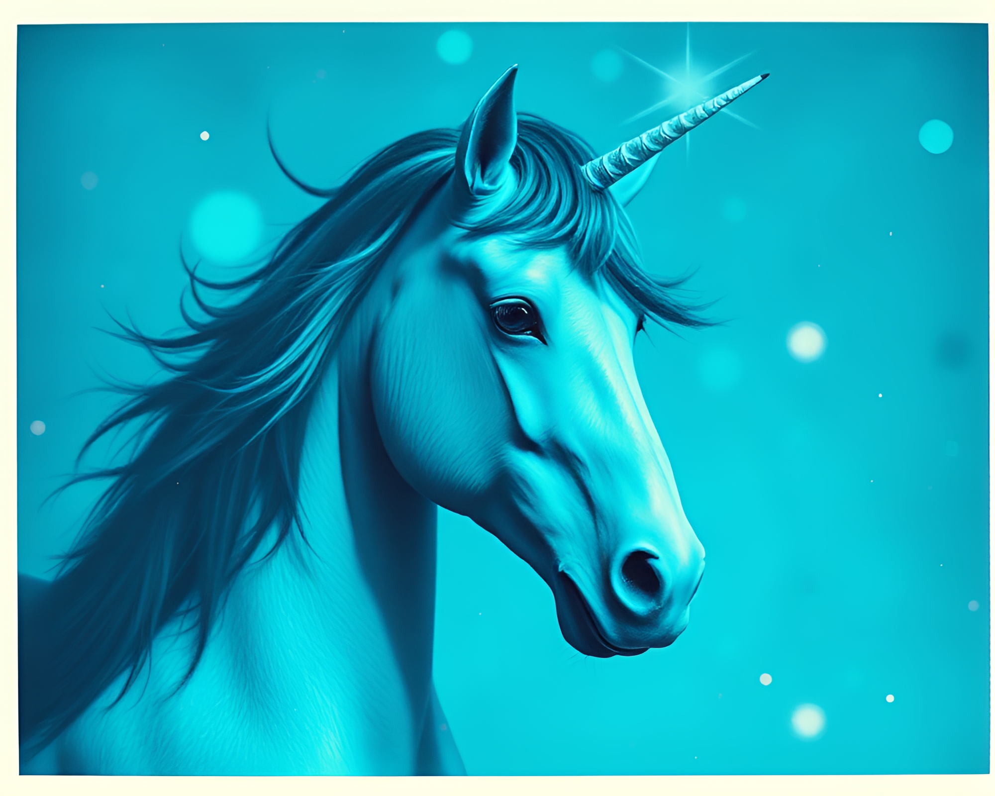 Turquoise Centaur Hologram in Polaroid Frame – free AI stock image