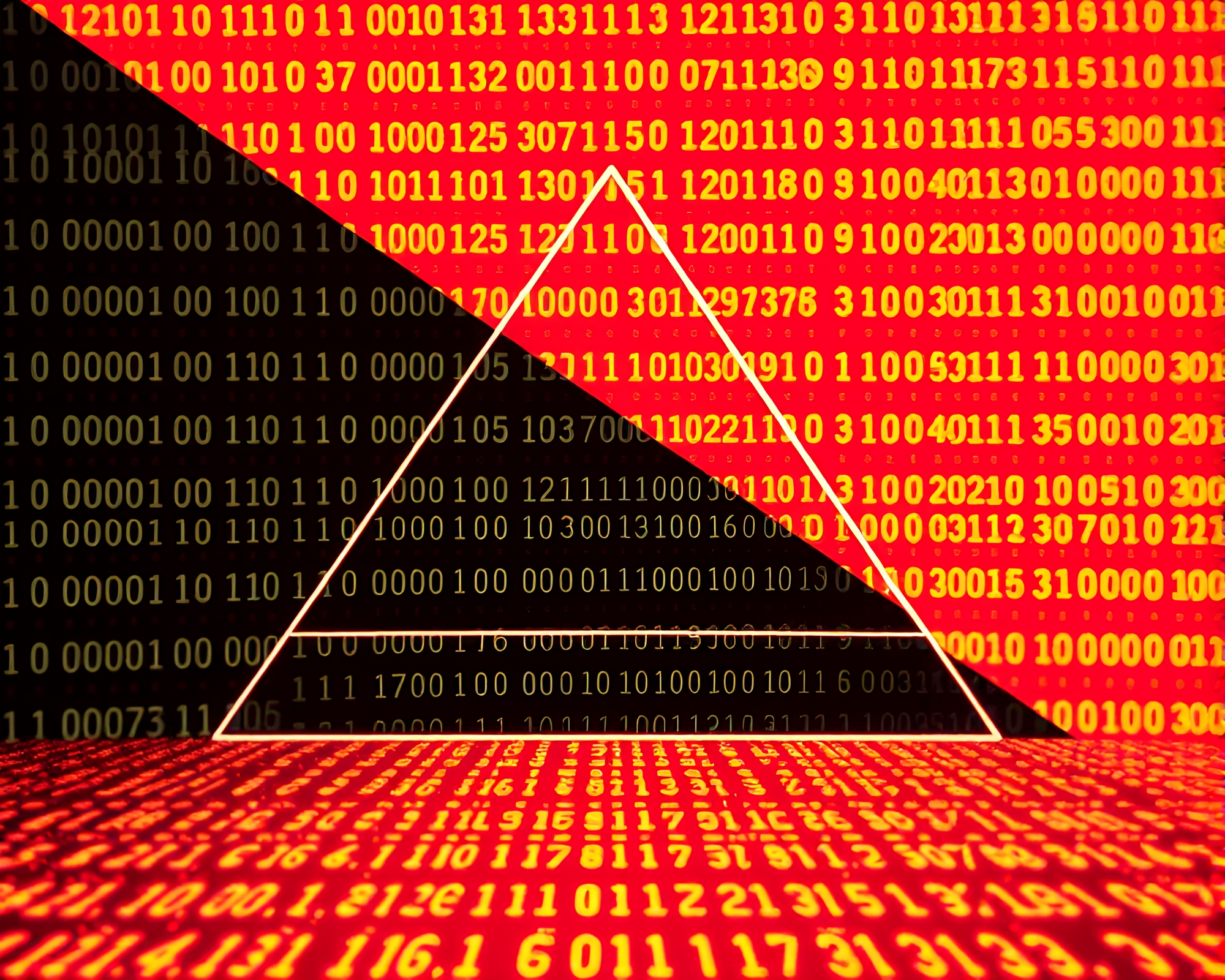 Binary Code Prism: Screen Printed Art Composition – free AI stock image