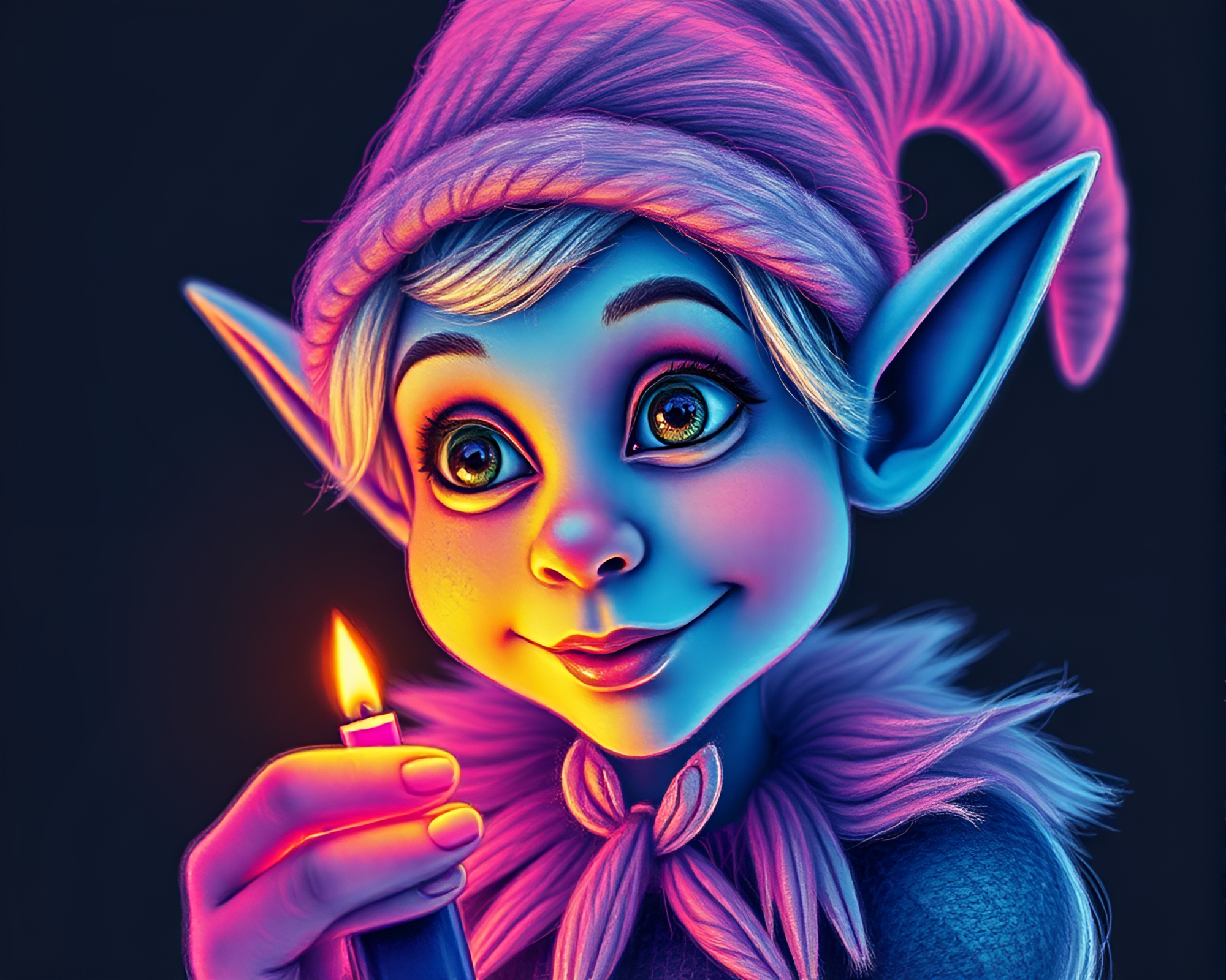 Mystical Elf in Thermal Crosshatching Fantasy – free AI stock image