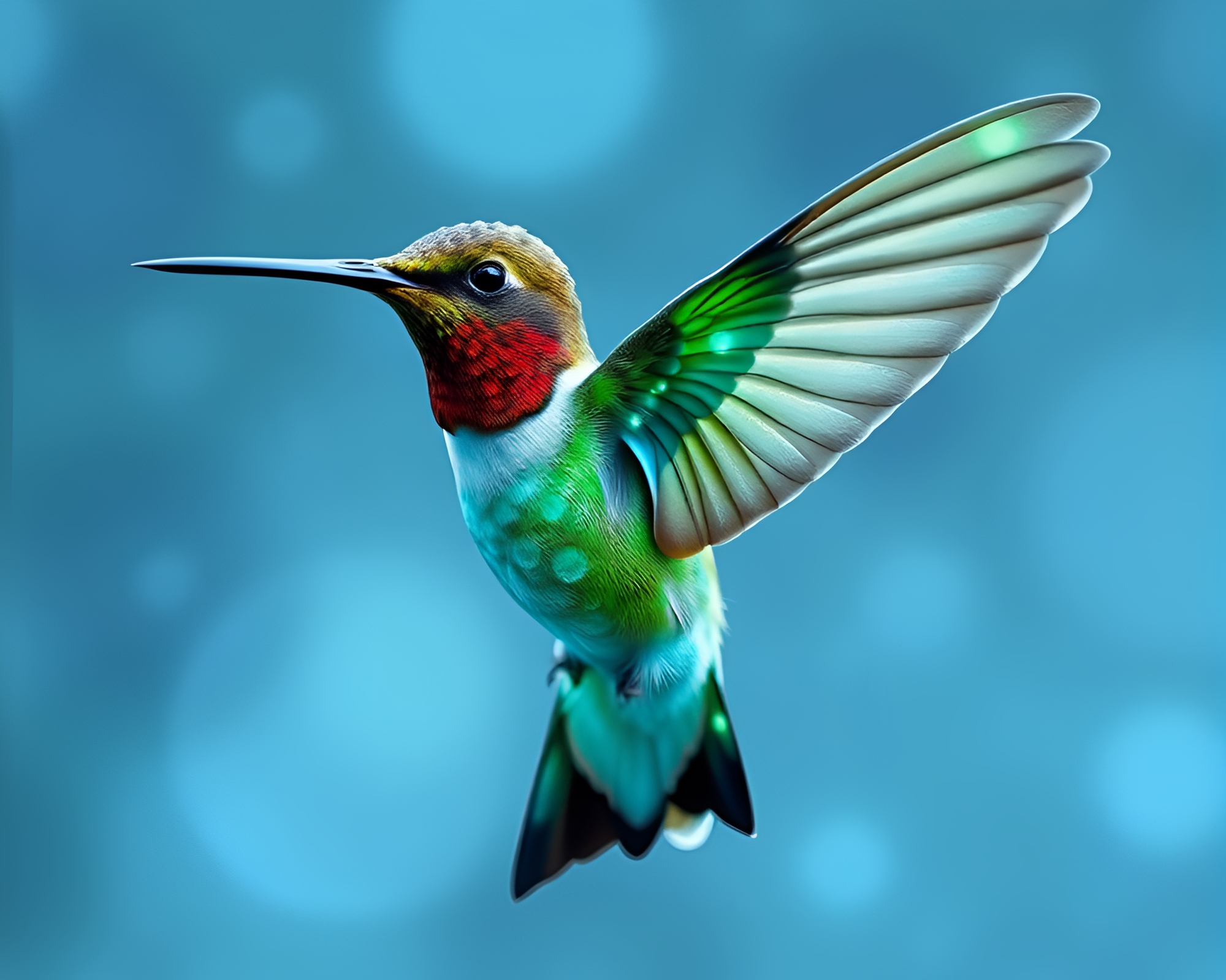 Enigmatic Hummingbird Among Fractals and Mildew Spots – free AI stock image
