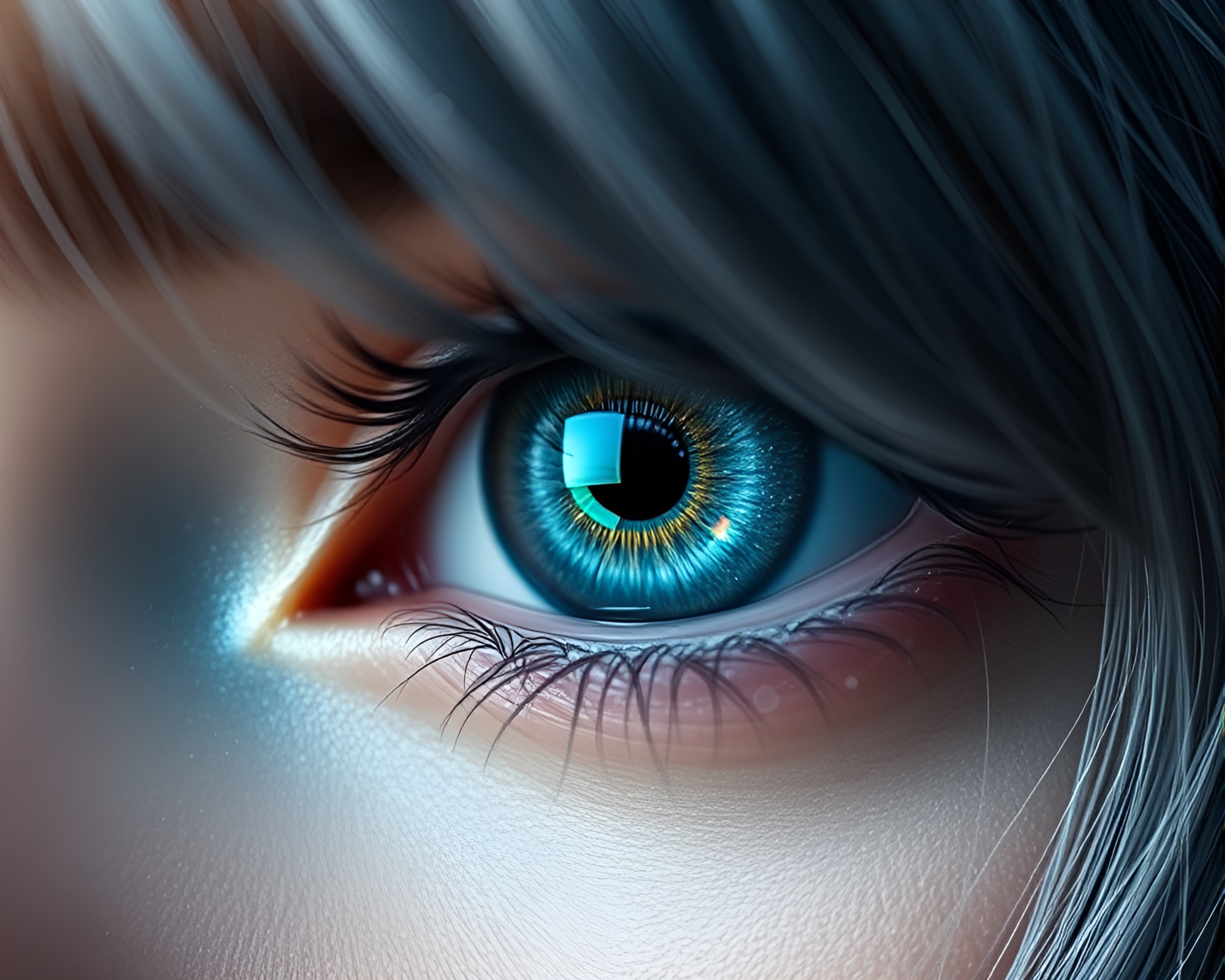 Futuristic Holographic Contact Lens Simulation – free AI stock image