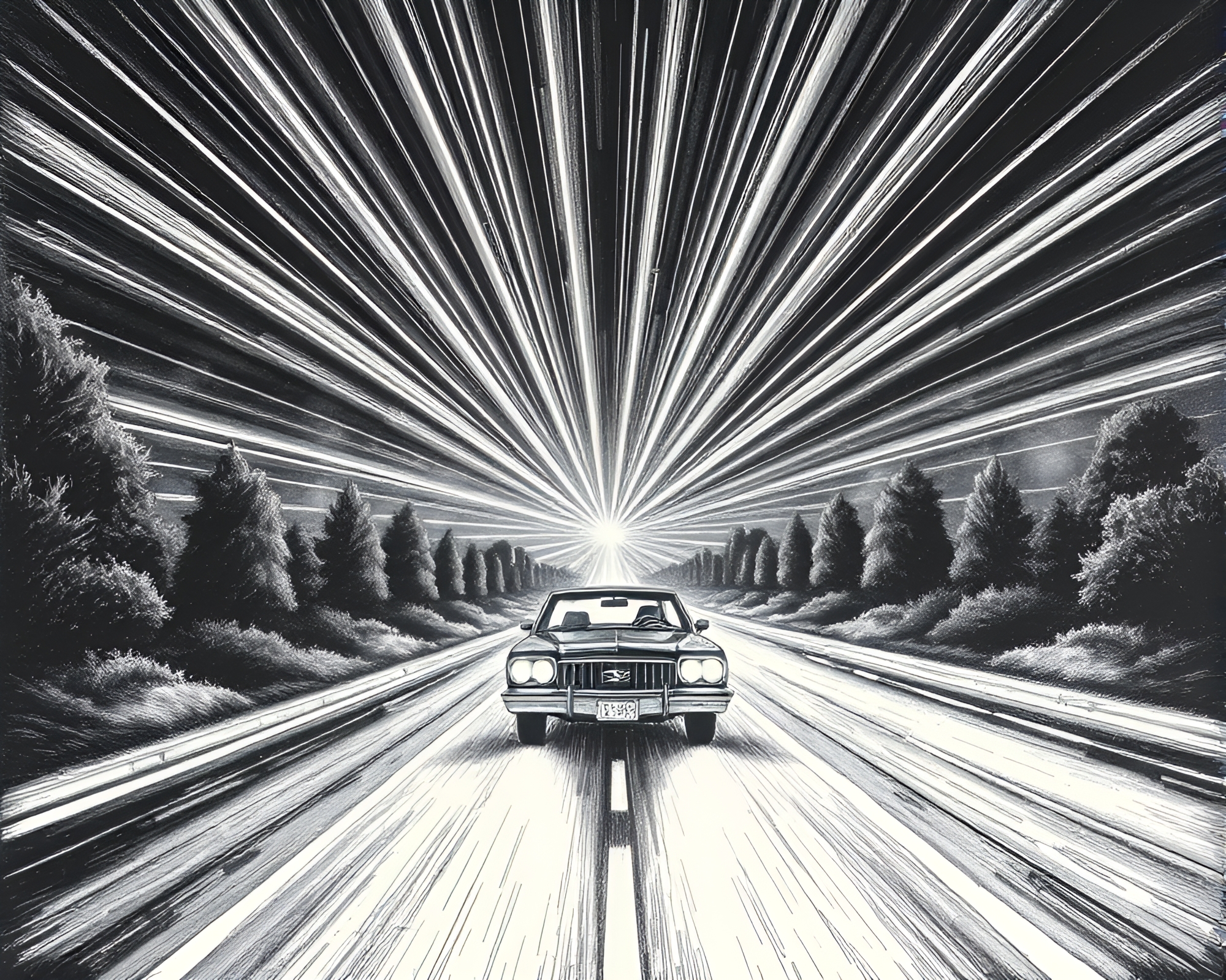 Futuristic Hover Car with Radial Light Patterns – free AI stock image