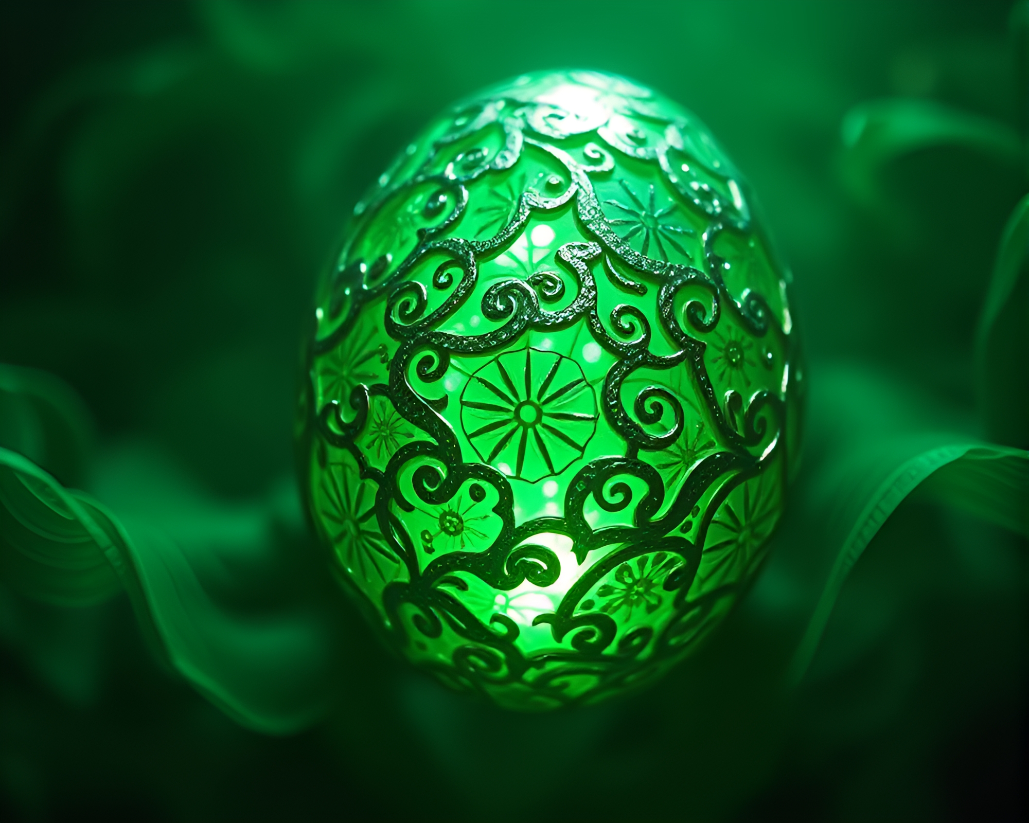 Dragon Egg in Holographic Rainforest Glow – free AI stock image