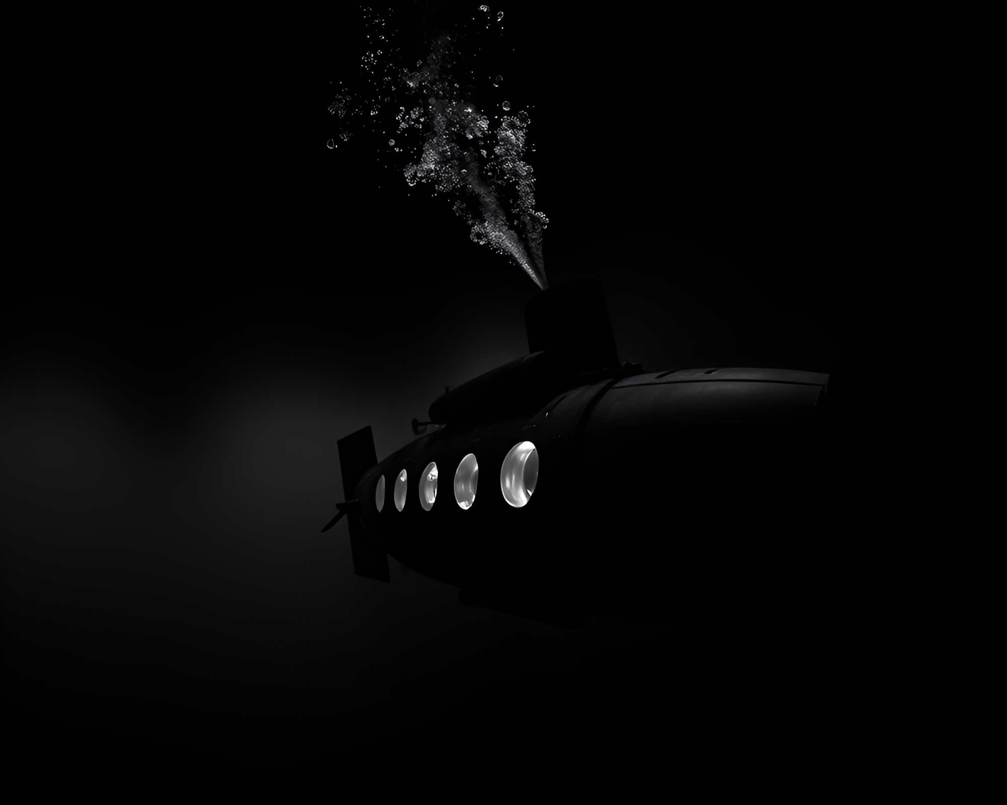 Underwater Submarine Noir Studio Line Art Composition – free AI stock image